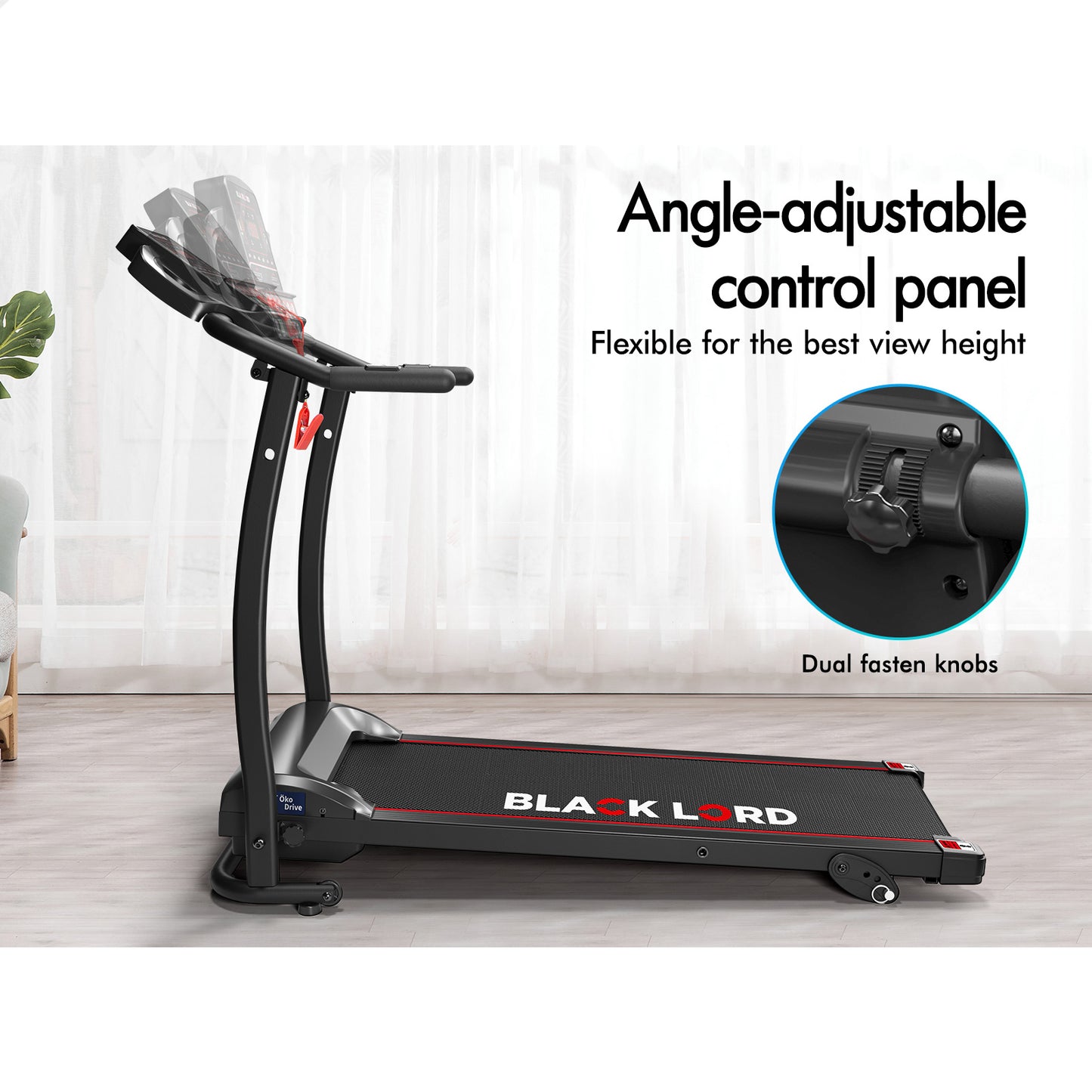 BLACK LORD Treadmill Electric Exercise Running Machine Foldable Home Gym Fitness