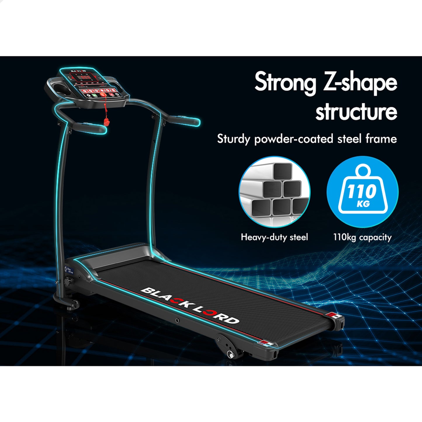 BLACK LORD Treadmill Electric Exercise Running Machine Foldable Home Gym Fitness