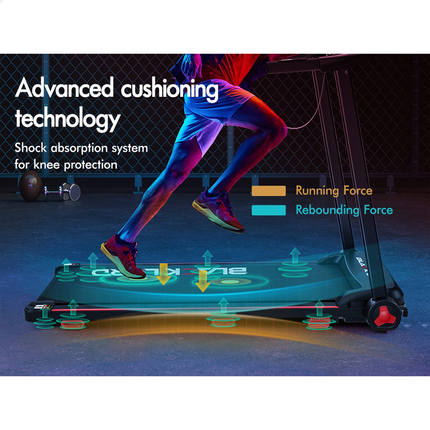BLACK LORD Treadmill Electric Exercise Running Machine Incline Foldable 390mm