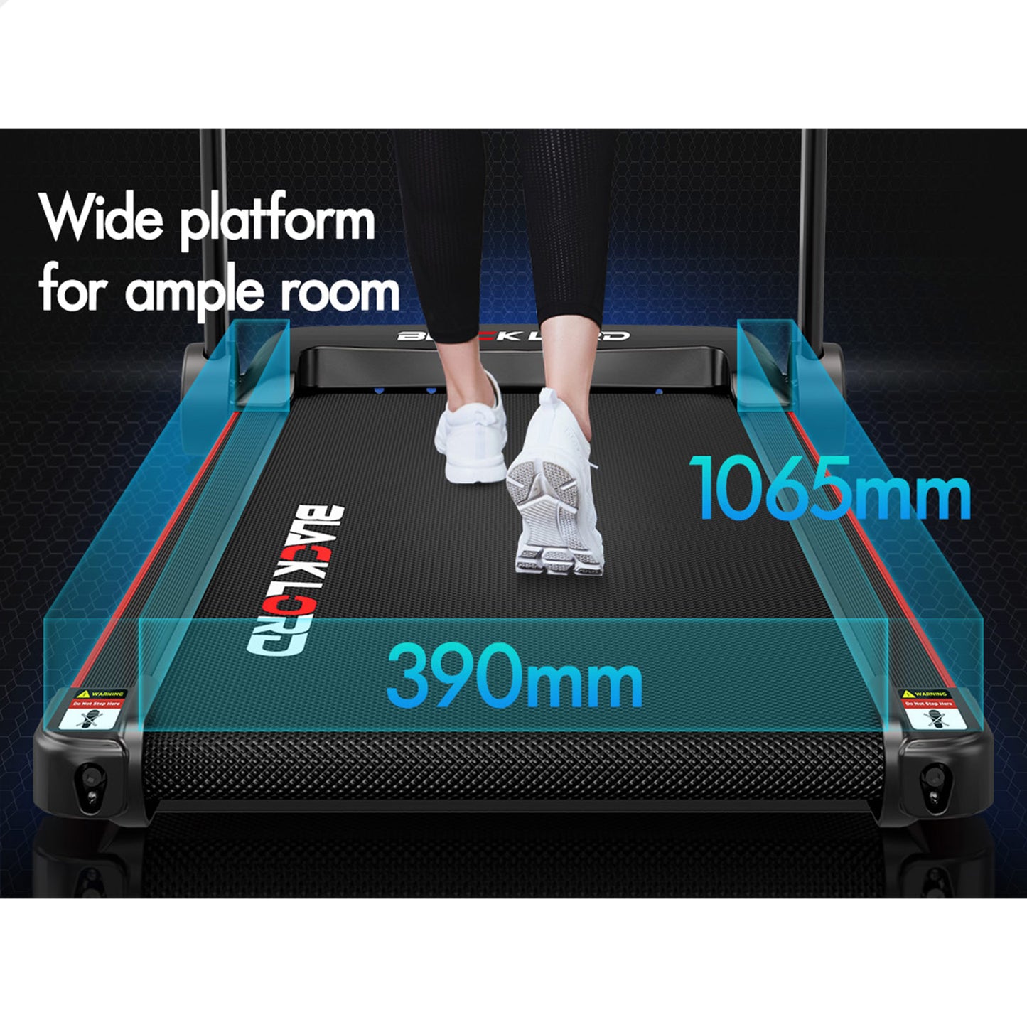 BLACK LORD Treadmill Electric Exercise Running Machine Incline Foldable 390mm