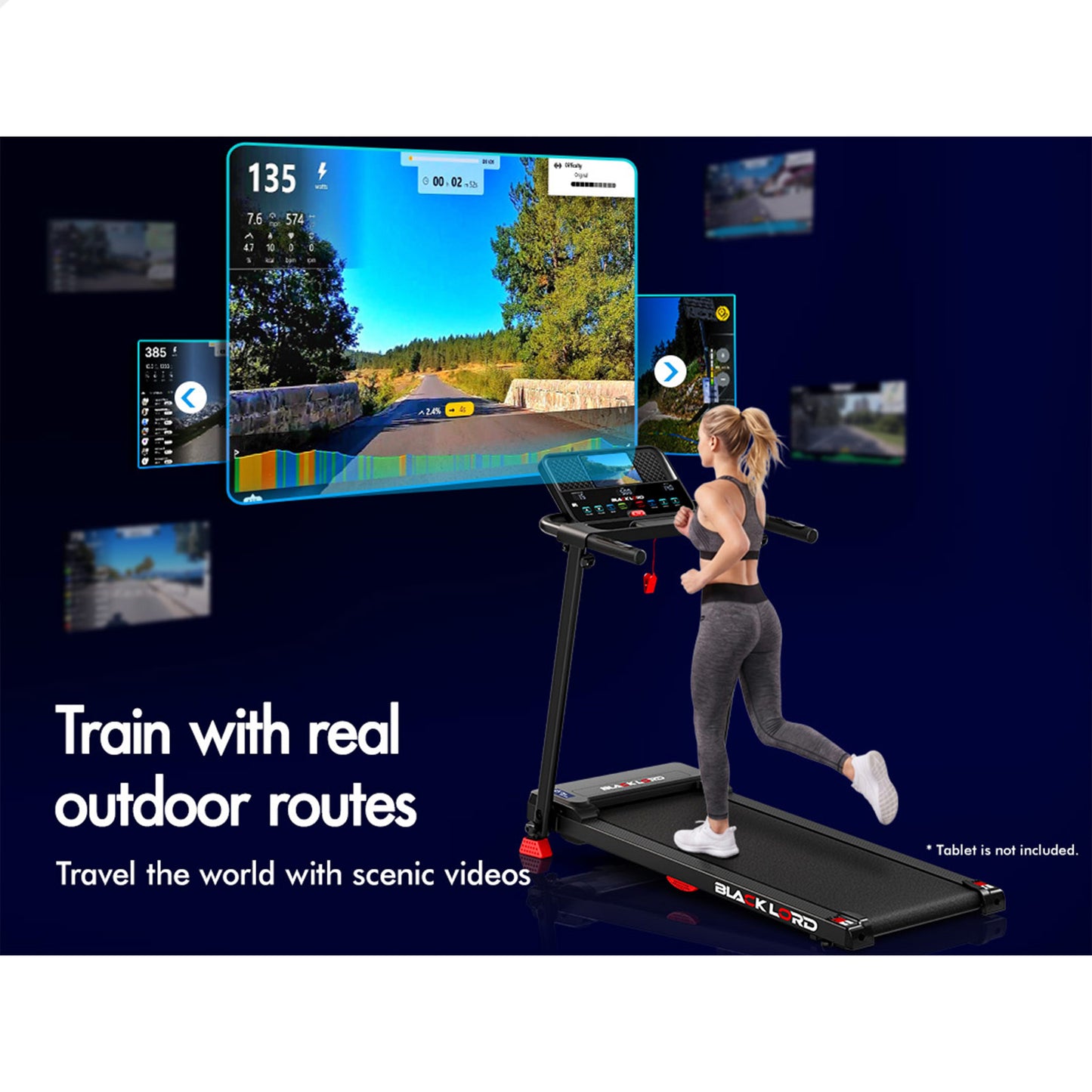BLACK LORD Treadmill Electric Exercise Running Folding Machine Home Gym Fitness