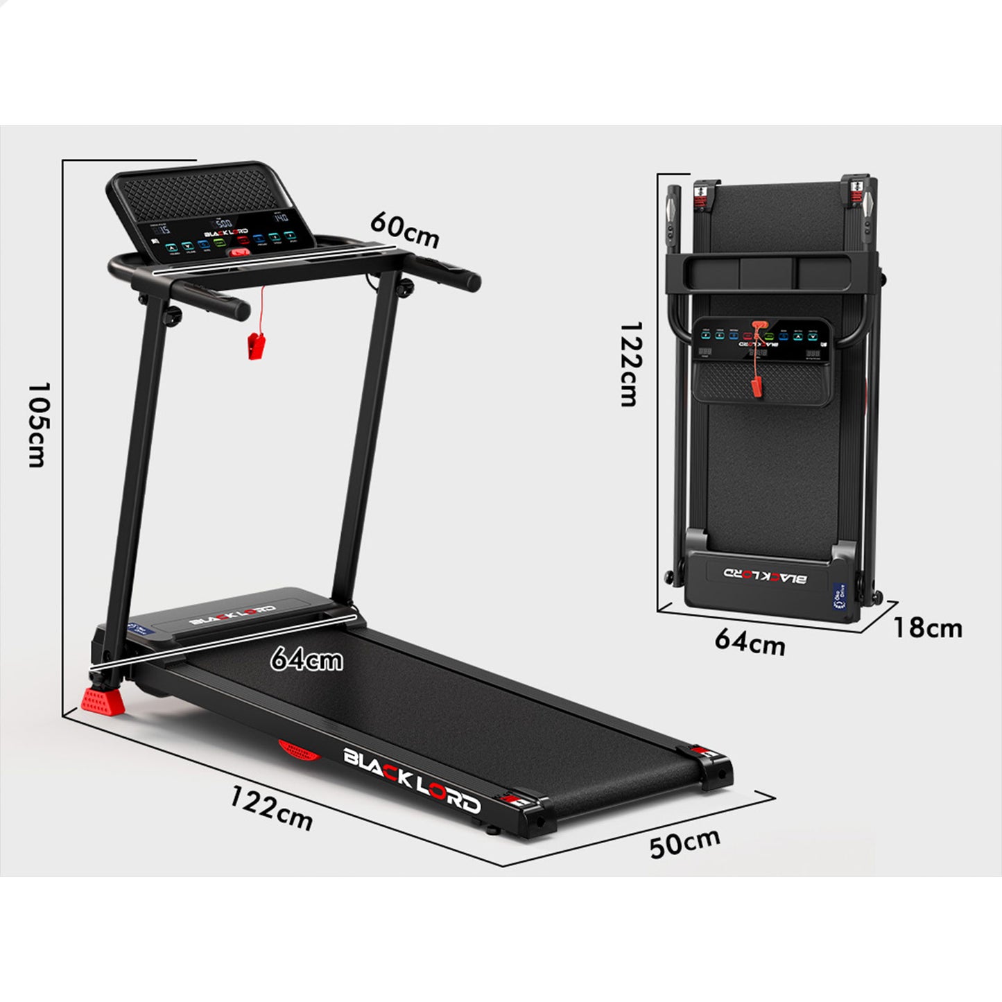 BLACK LORD Treadmill Electric Exercise Running Folding Machine Home Gym Fitness