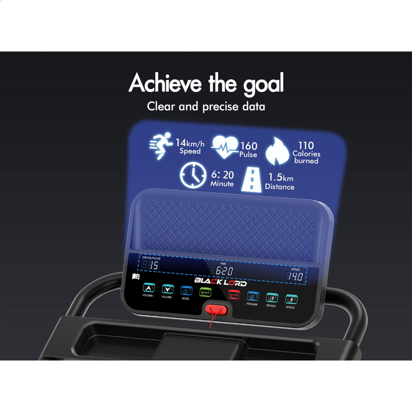 BLACK LORD Treadmill Electric Exercise Running Folding Machine Home Gym Fitness