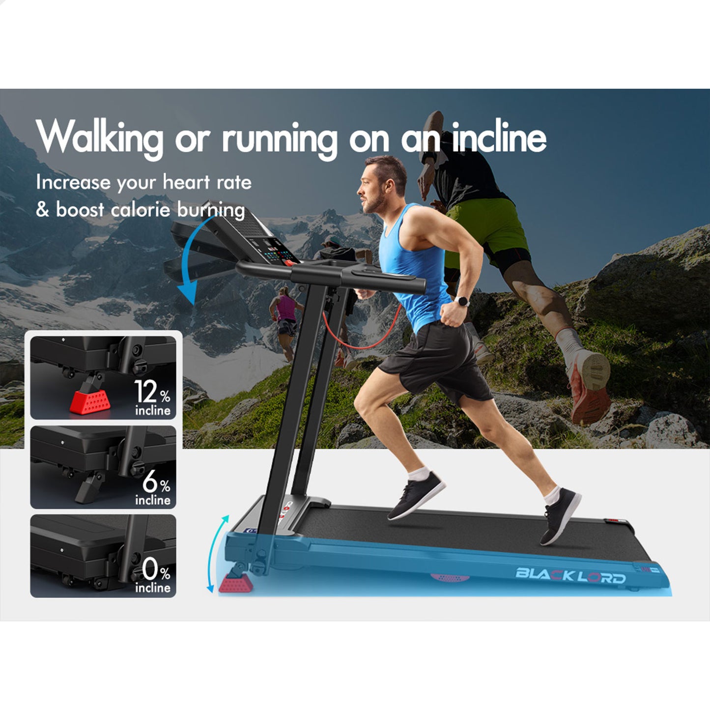 BLACK LORD Treadmill Electric Exercise Running Folding Machine Home Gym Fitness