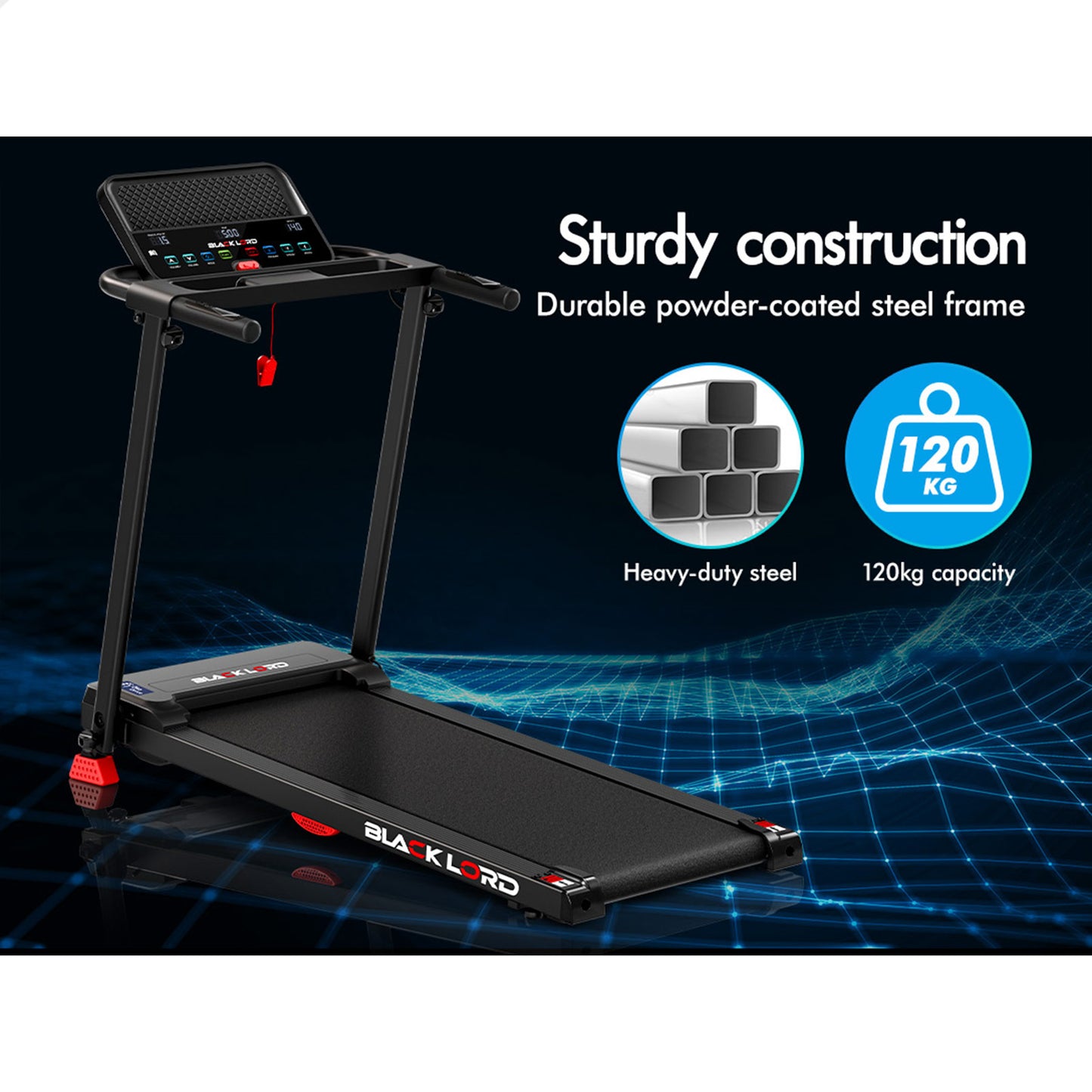 BLACK LORD Treadmill Electric Exercise Running Folding Machine Home Gym Fitness