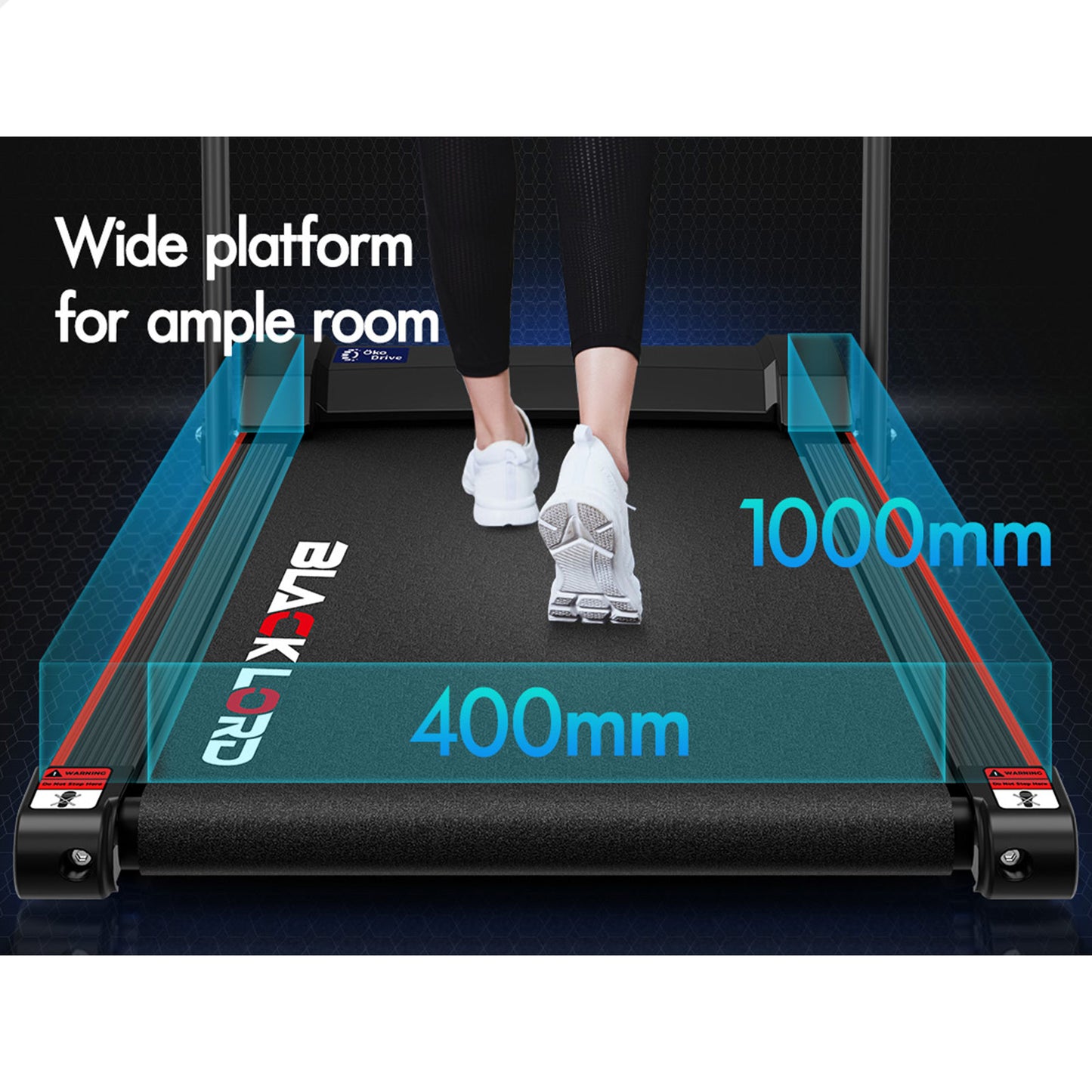 BLACK LORD Treadmill Electric Exercise Running Machine Incline Foldable 400mm
