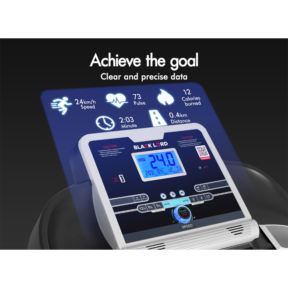BLACK LORD Treadmill Electric Auto Incline Home Gym Exercise Run Machine