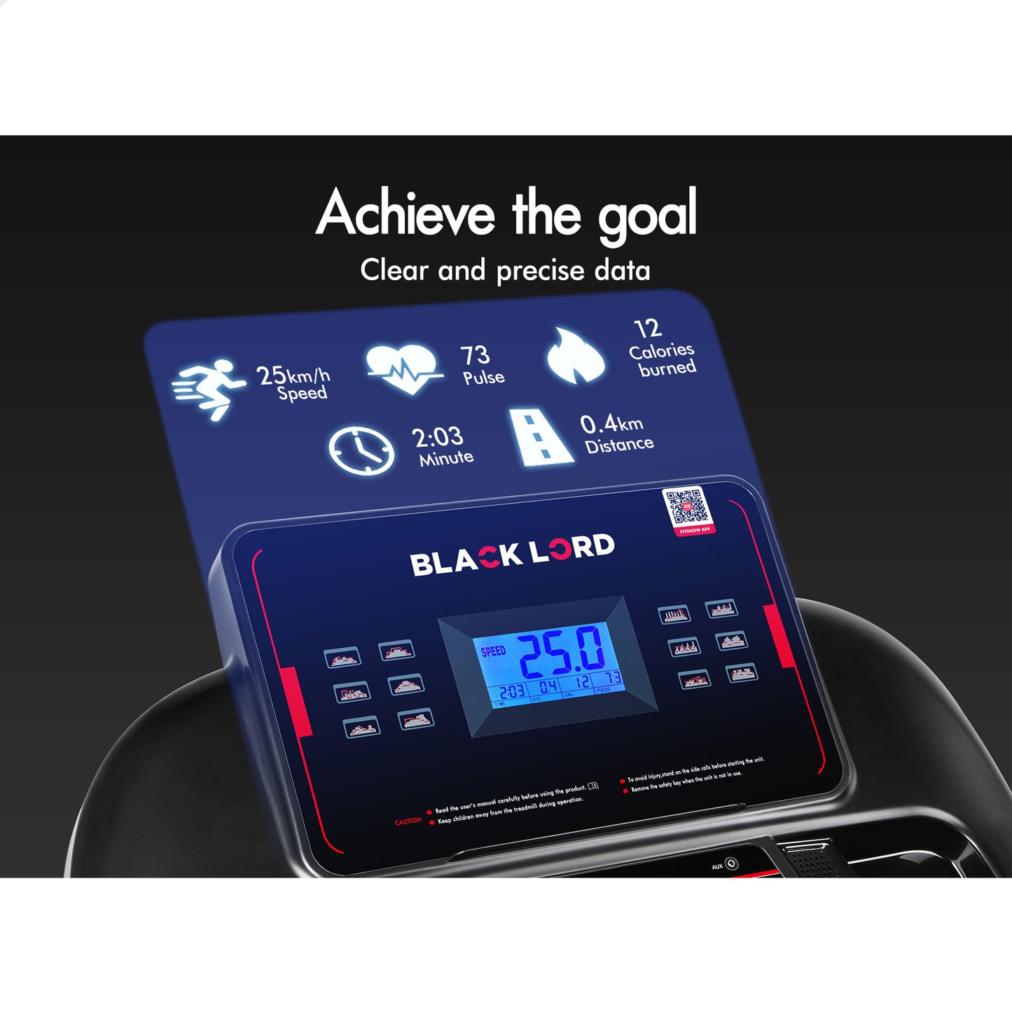 BLACK LORD Electric Treadmill Run Machine Auto Incline Home Gym Exercise
