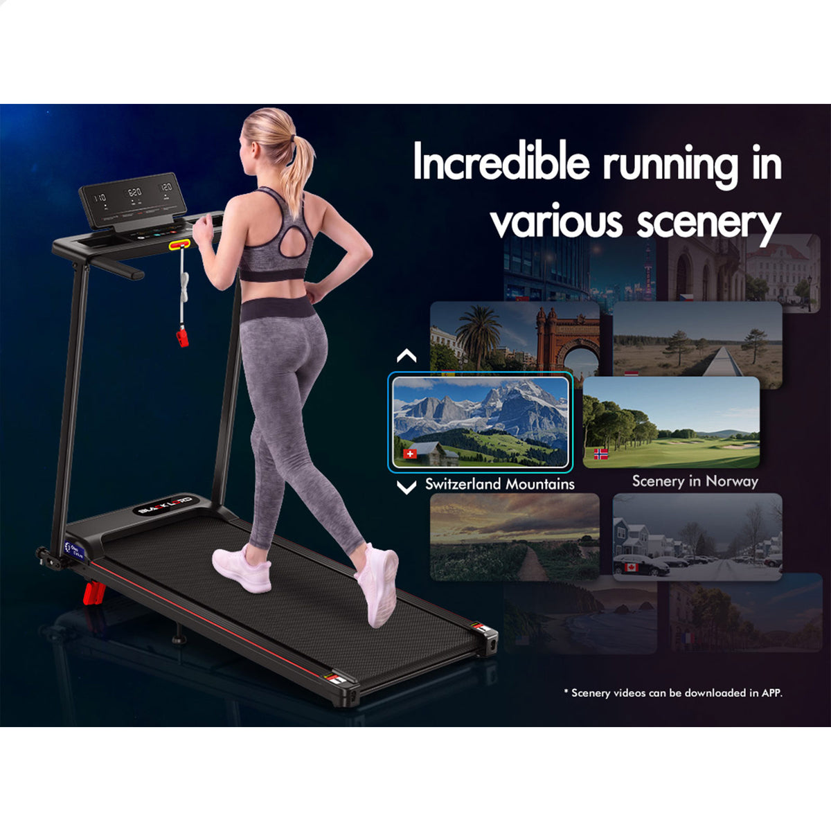 BLACK LORD Treadmill Electric Incline Exercise Running Machine Foldable Home Gym