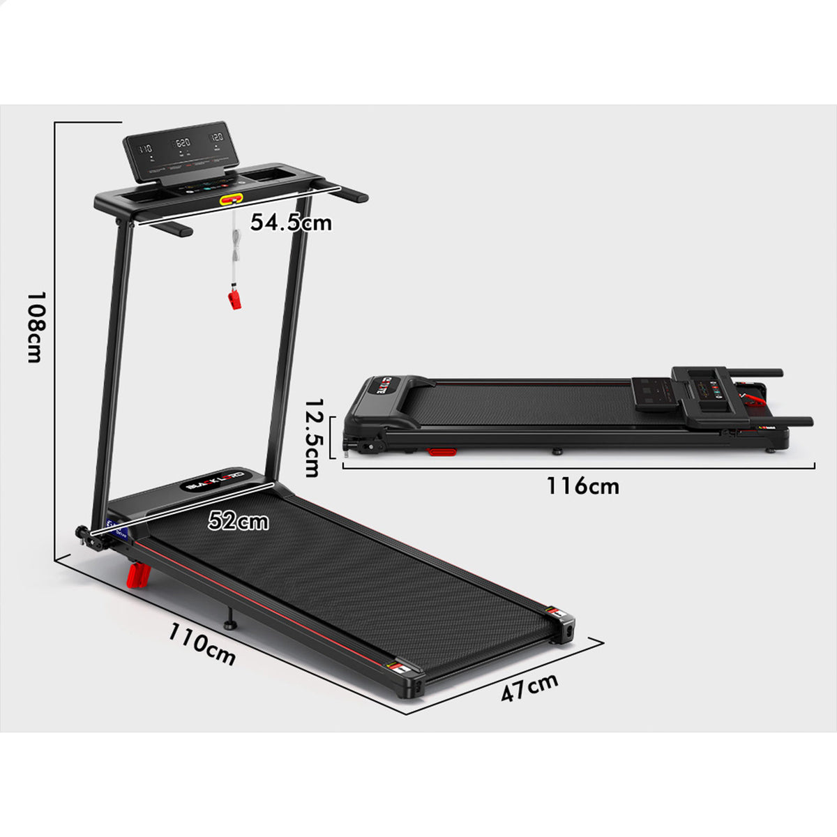 BLACK LORD Treadmill Electric Incline Exercise Running Machine Foldable Home Gym
