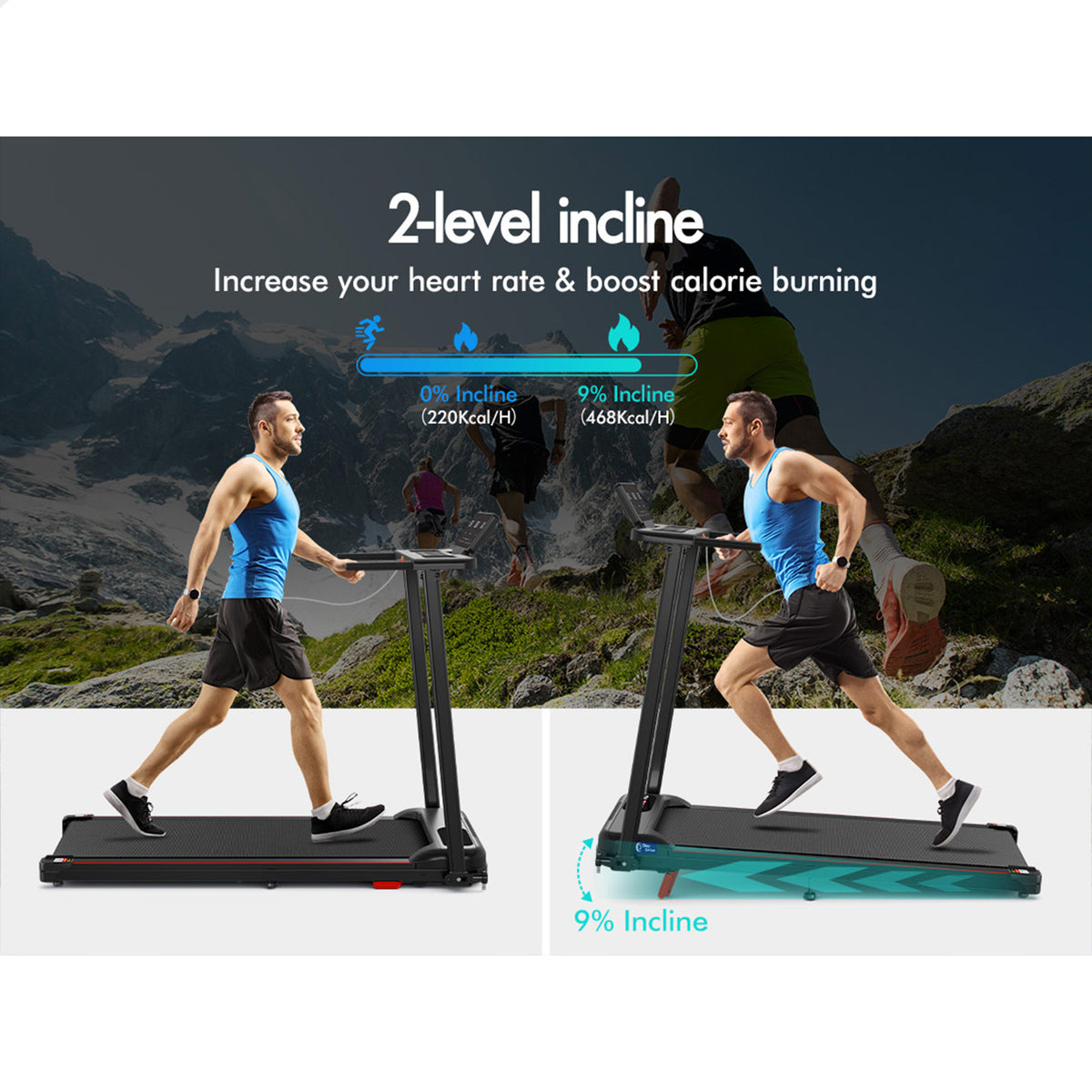 BLACK LORD Treadmill Electric Incline Exercise Running Machine Foldable Home Gym