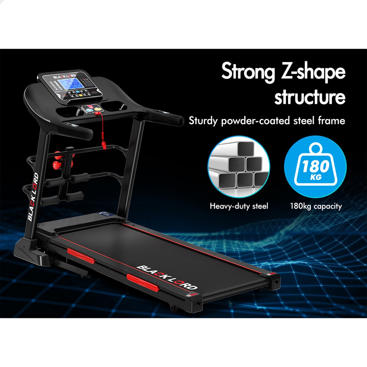 BLACK LORD Treadmill Electric Home Gym Exercise Running Machine Auto Incline