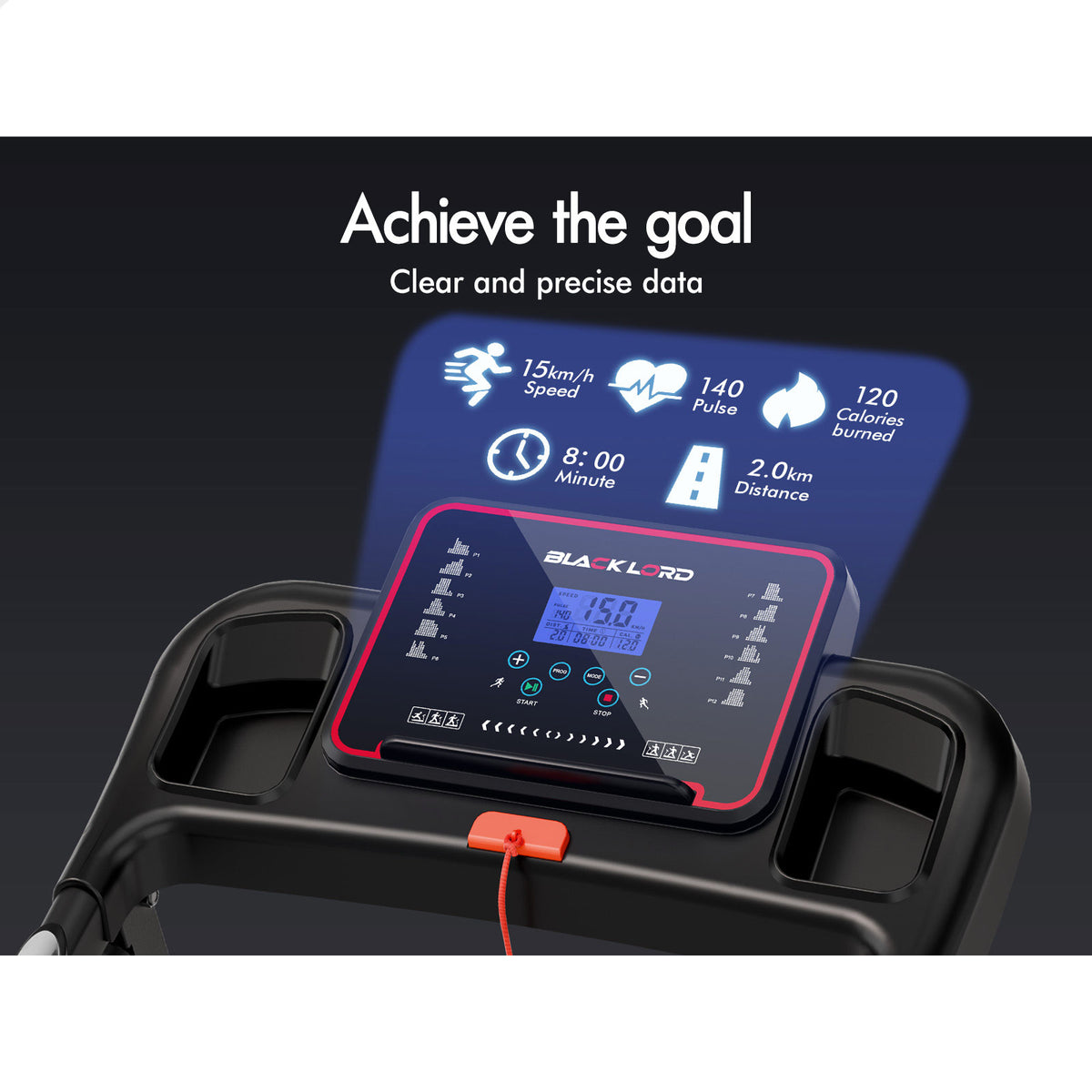 BLACK LORD Treadmill Electric Home Gym Fitness Foldable Running Machine Incline