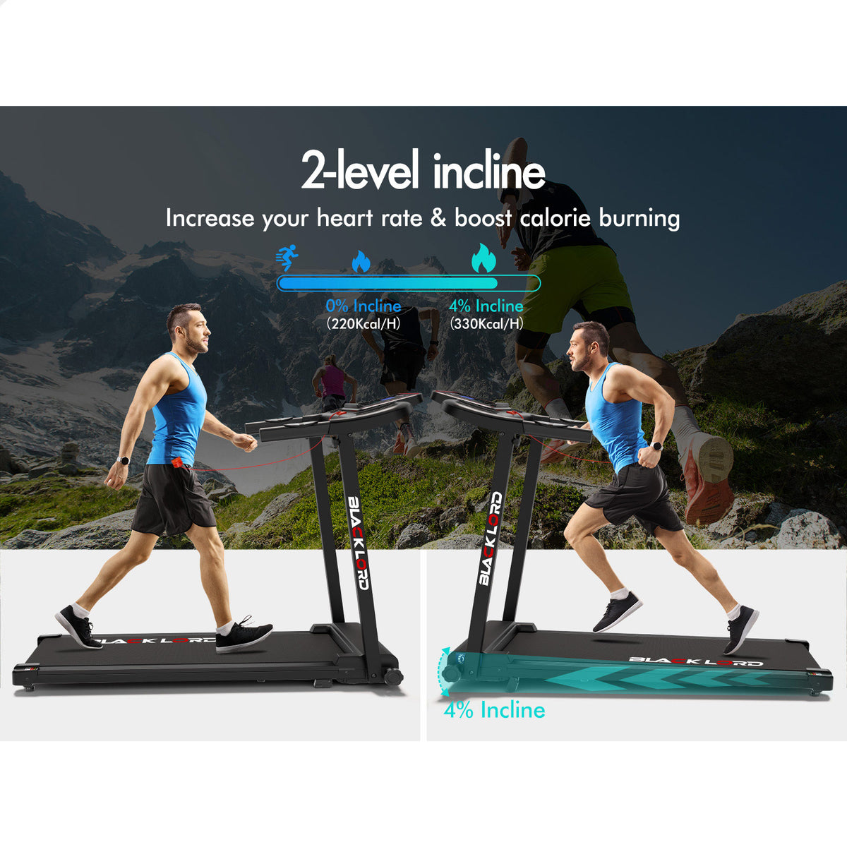 BLACK LORD Treadmill Electric Home Gym Fitness Foldable Running Machine Incline