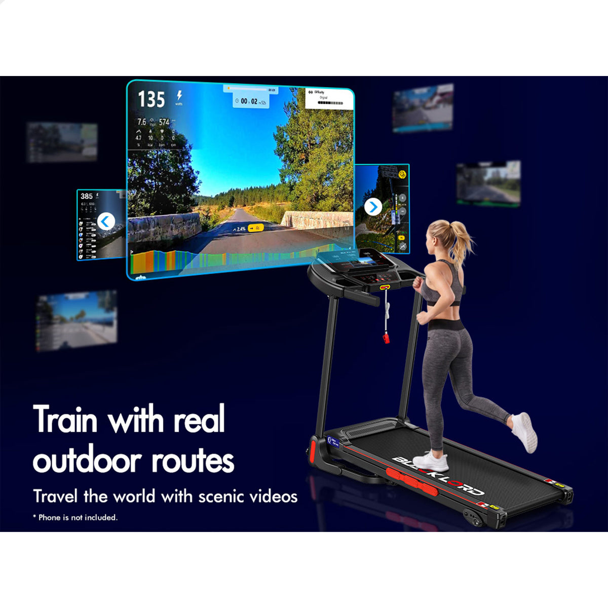 BLACK LORD Treadmill Electric Incline Home Gym Running Machine Fitness Foldable