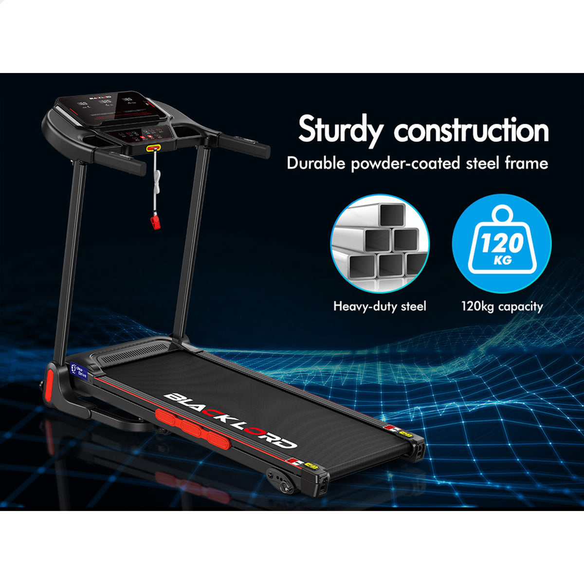 BLACK LORD Treadmill Electric Incline Home Gym Running Machine Fitness Foldable