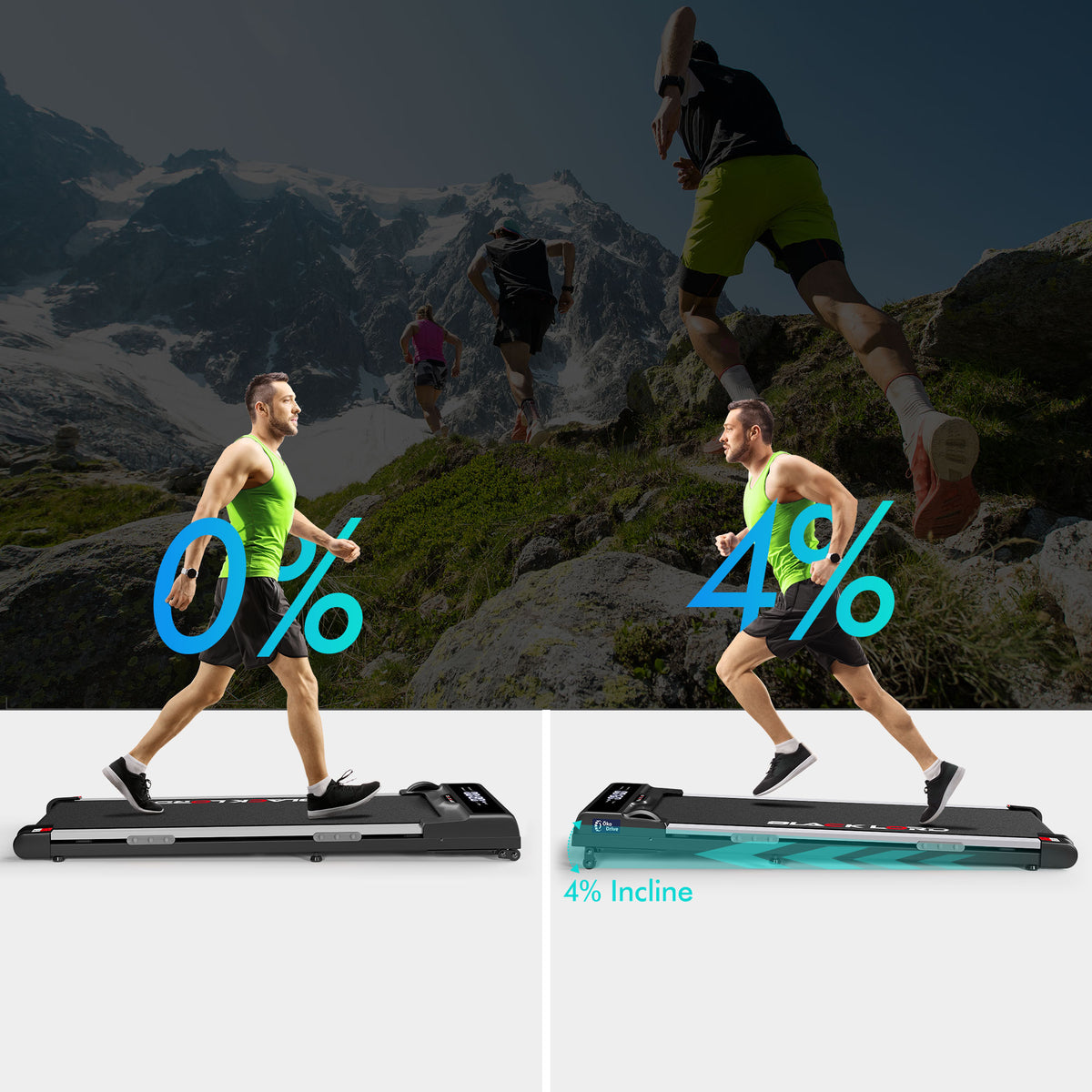 BLACK LORD Treadmill Electric Walking Pad Home Gym Incline Brushless Motor Black