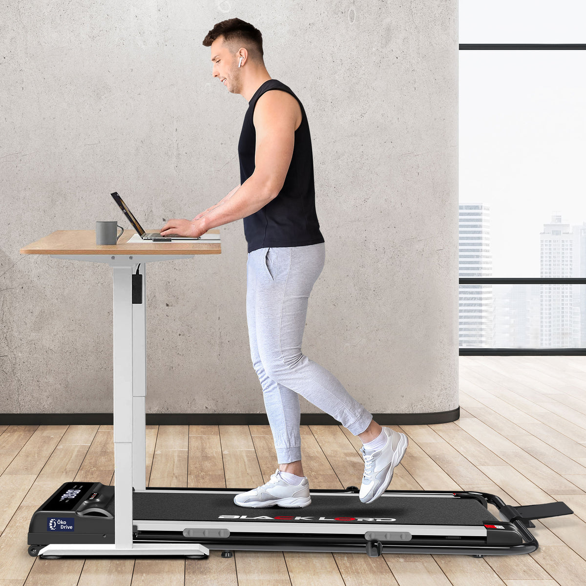 BLACK LORD Treadmill Electric Walking Pad Incline Brushless Motor Foldable Black