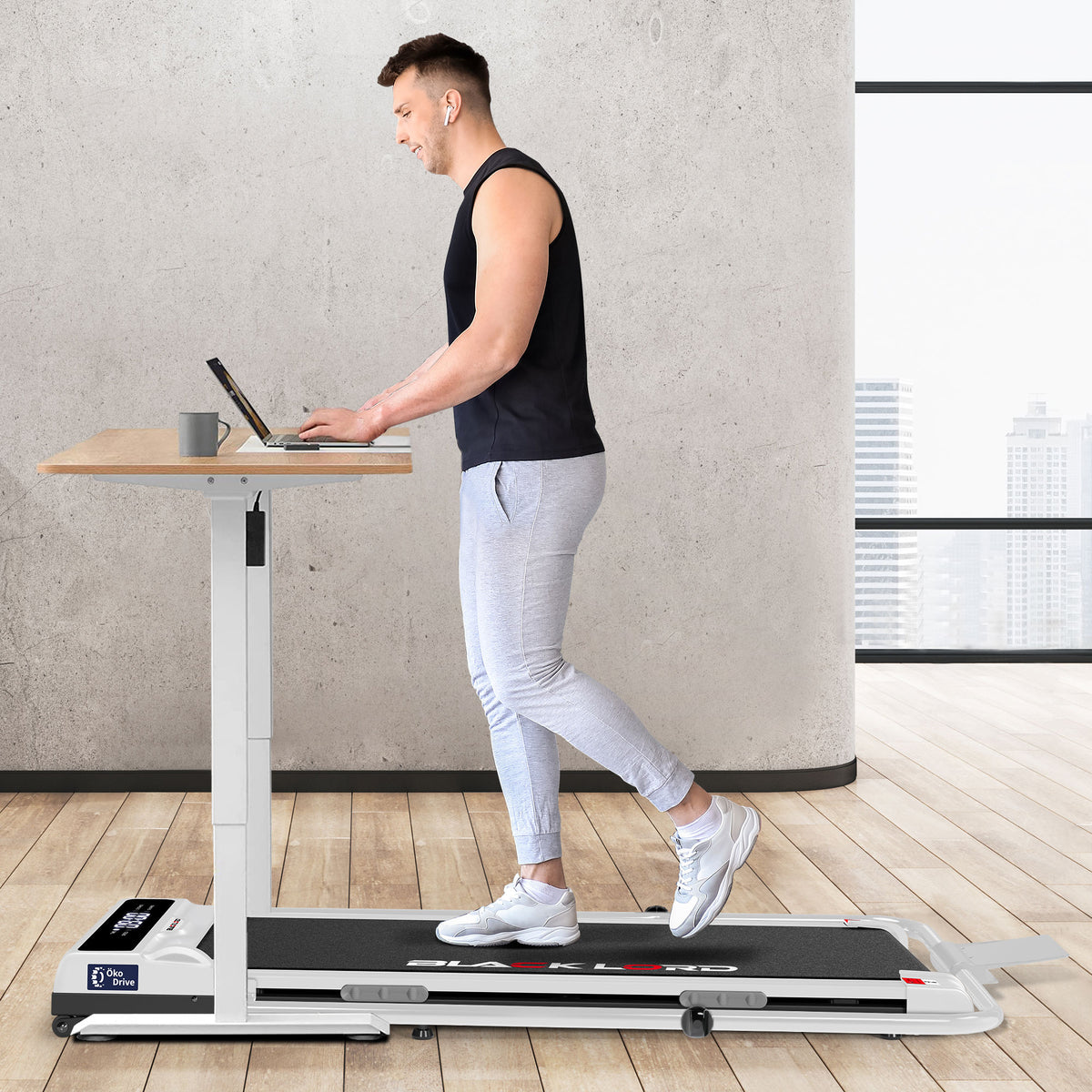 BLACK LORD Treadmill Electric Walking Pad Incline Brushless Motor Foldable White