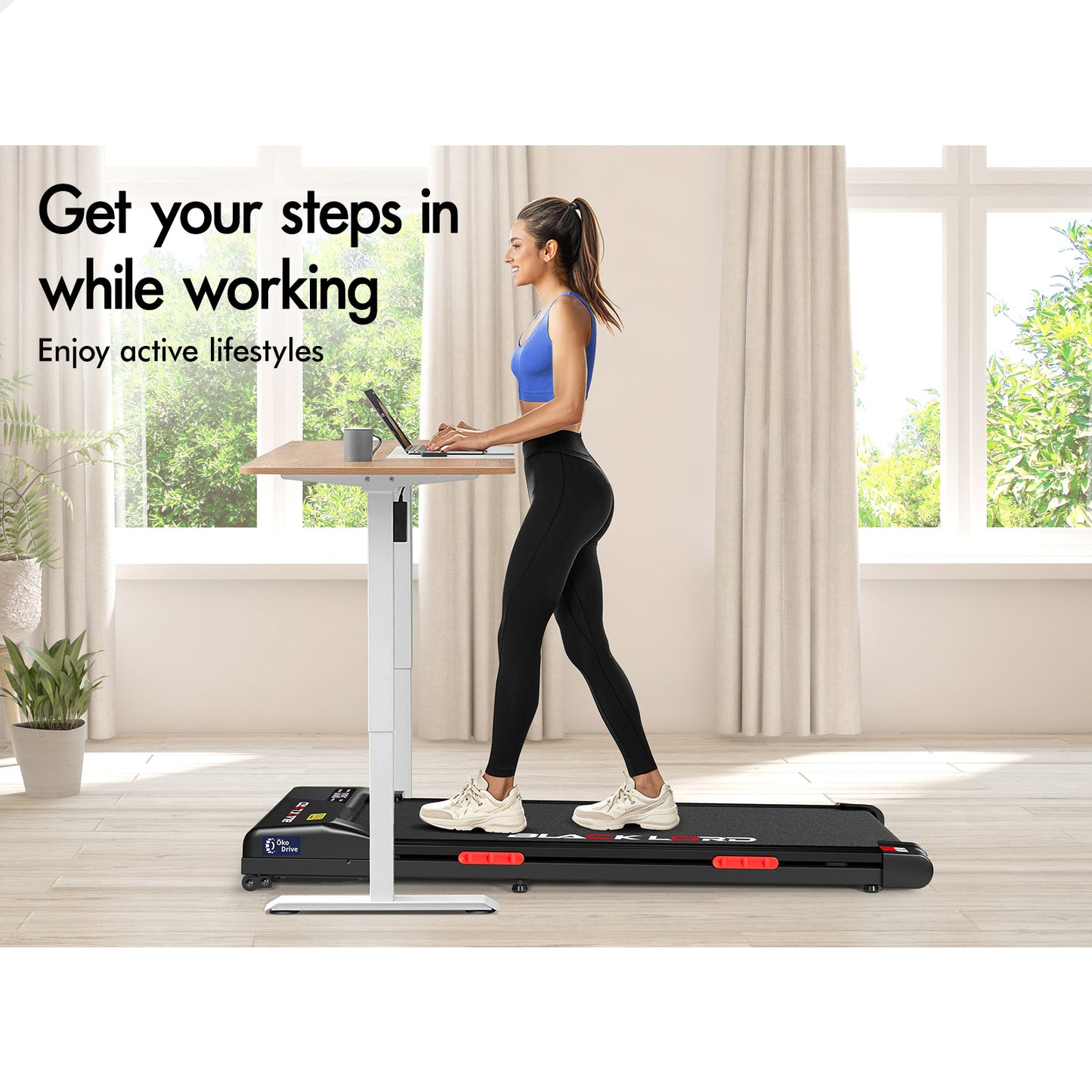 BLACK LORD Treadmill Electric Walking Pad Incline Gym Brushless Motor Black