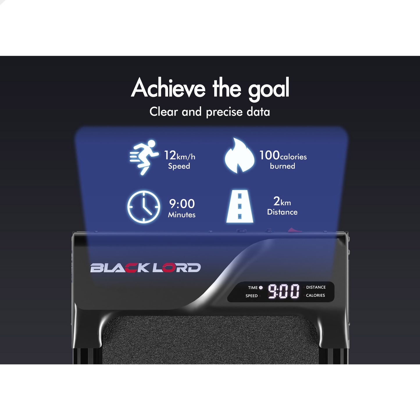 BLACK LORD Treadmill Electric Walking Pad Incline Gym Brushless Motor Black