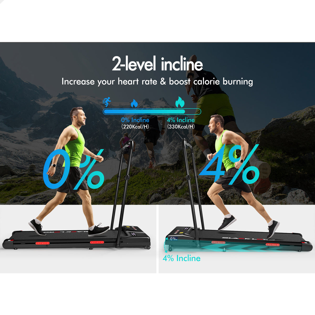 BLACK LORD Treadmill Electric Walking Pad Incline Foldable Home Gym Fitness