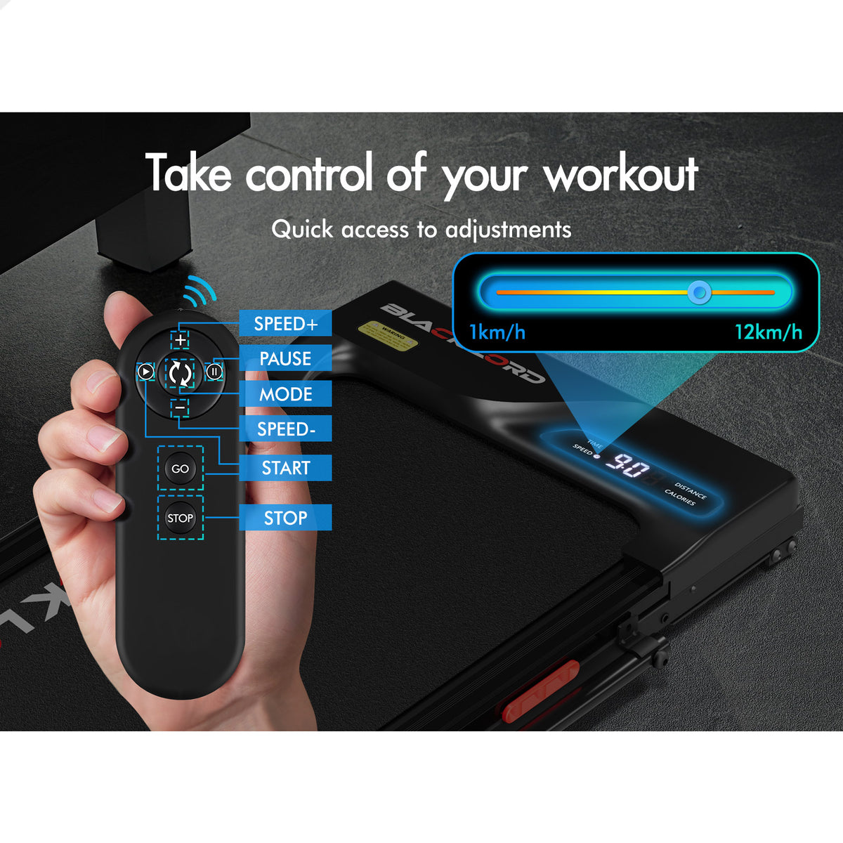 BLACK LORD Treadmill Electric Walking Pad Incline Foldable Home Gym Fitness
