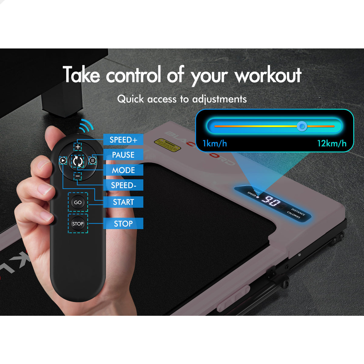 BLACK LORD Treadmill Electric Walking Pad Incline Foldable Home Gym Fitness Pink
