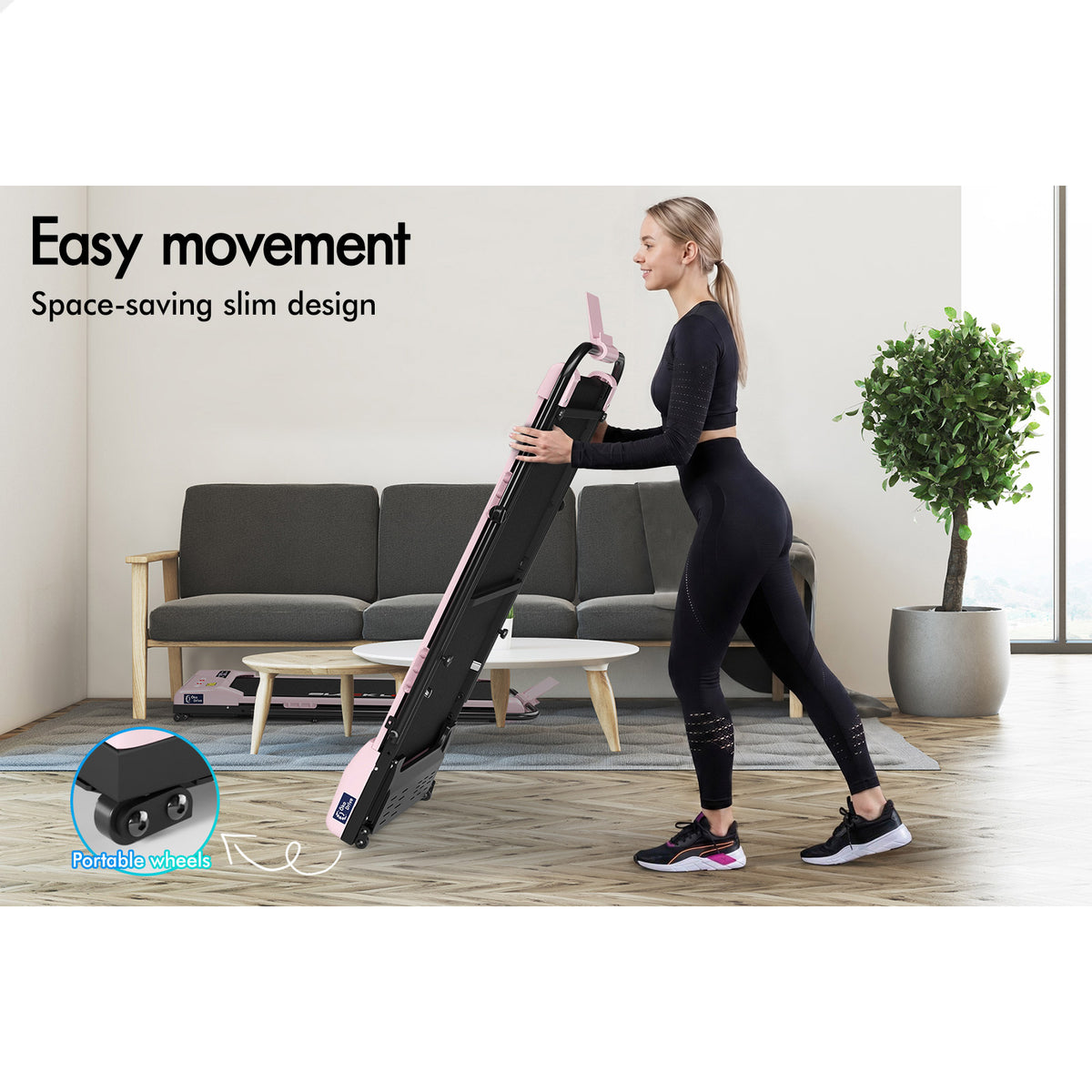 BLACK LORD Treadmill Electric Walking Pad Incline Foldable Home Gym Fitness Pink