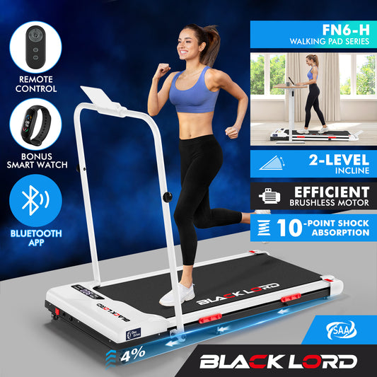 BLACK LORD Treadmill Electric Walking Pad Incline Foldable Home Gym Office White