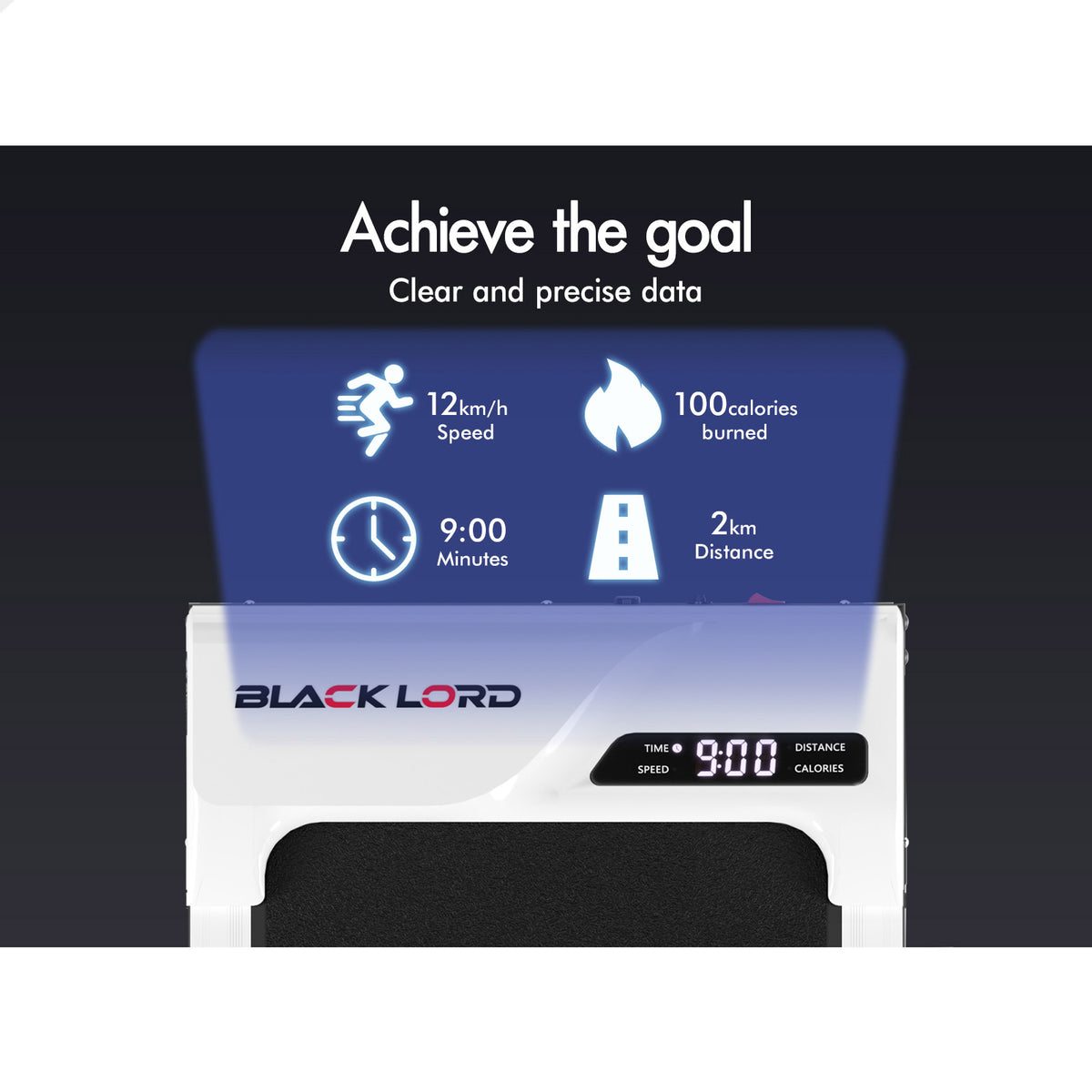 BLACK LORD Treadmill Electric Walking Pad Incline Foldable Home Gym Office White