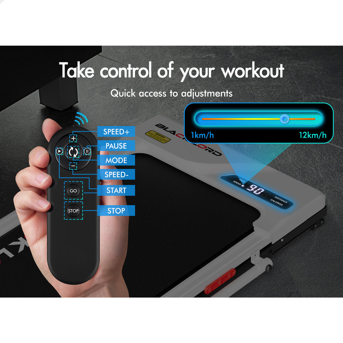 BLACK LORD Treadmill Electric Walking Pad Incline Foldable Home Gym Office White