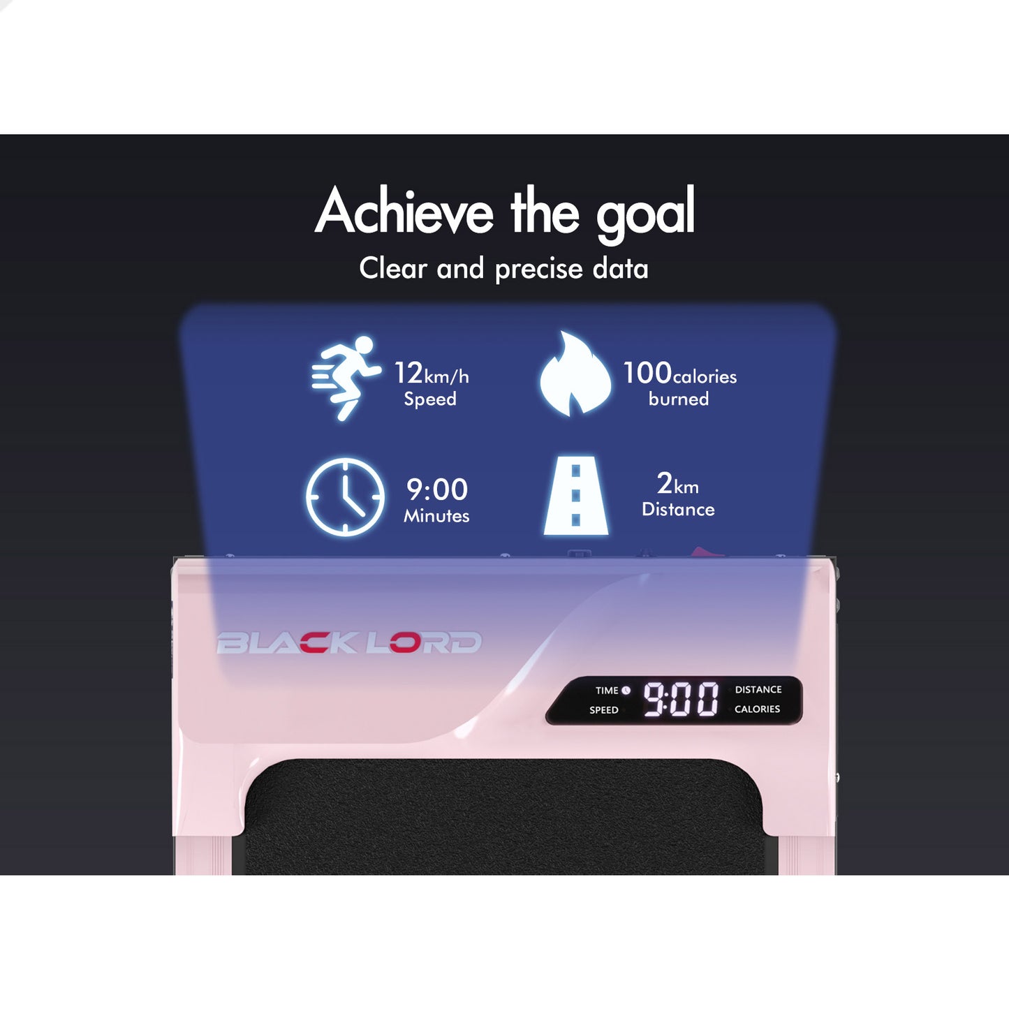BLACK LORD Treadmill Electric Walking Pad Incline Gym Brushless Motor Pink