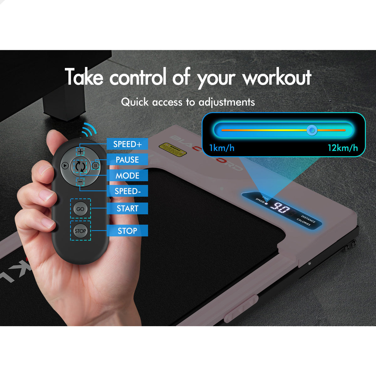 BLACK LORD Treadmill Electric Walking Pad Incline Gym Brushless Motor Pink