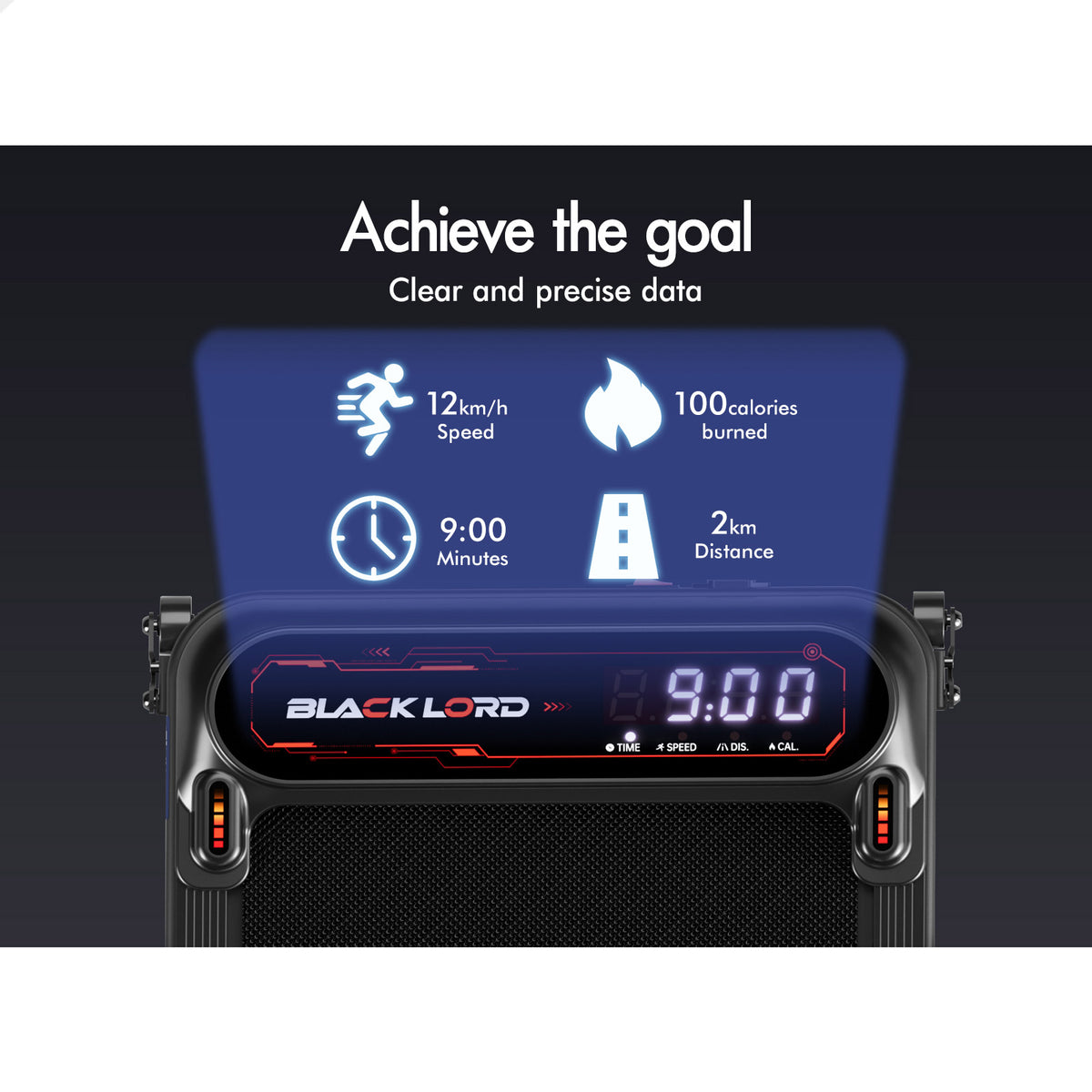 BLACK LORD Treadmill Electric Walking Pad Incline Shock Absorbers Foldable Black