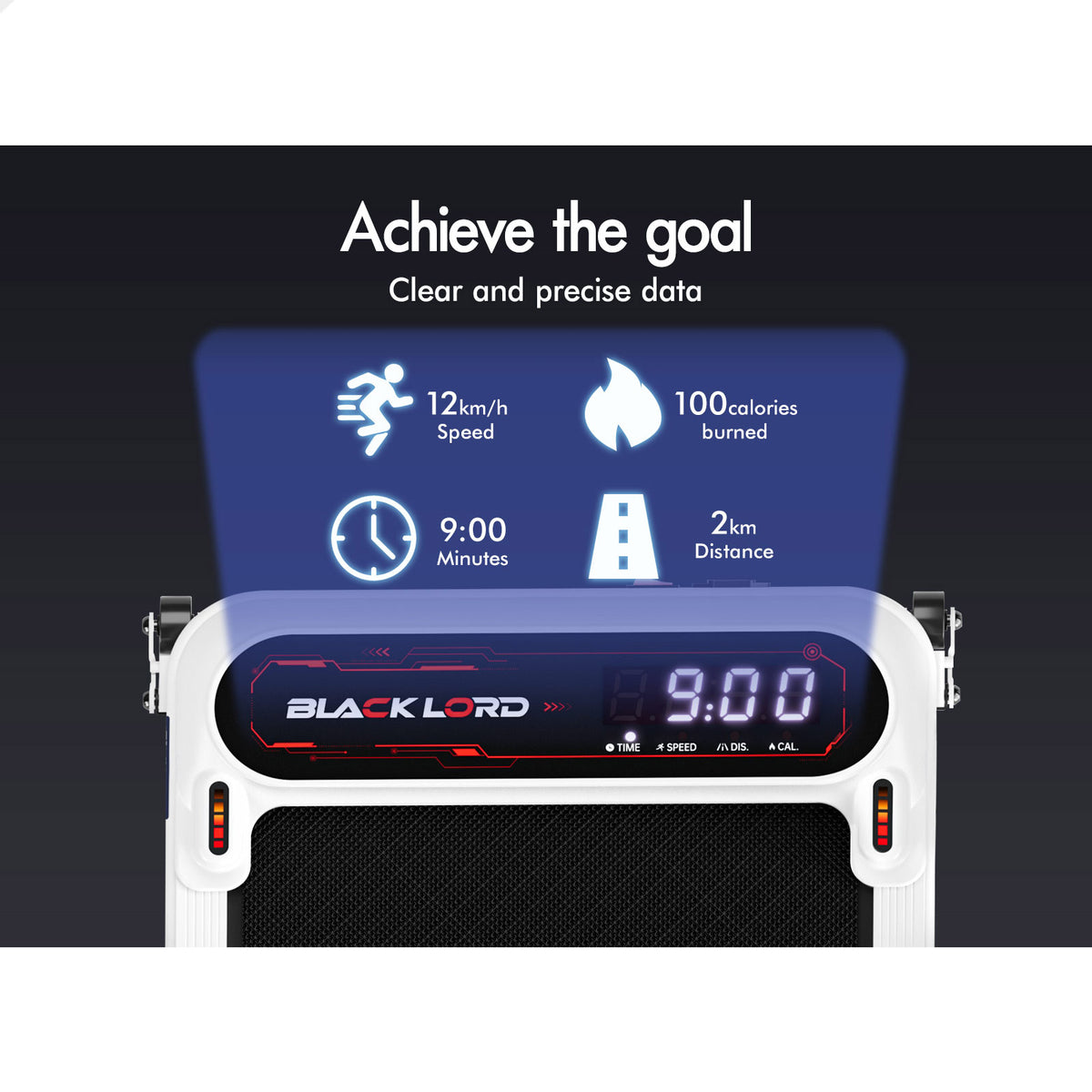 BLACK LORD Treadmill Electric Walking Pad Incline Shock Absorbers Foldable White