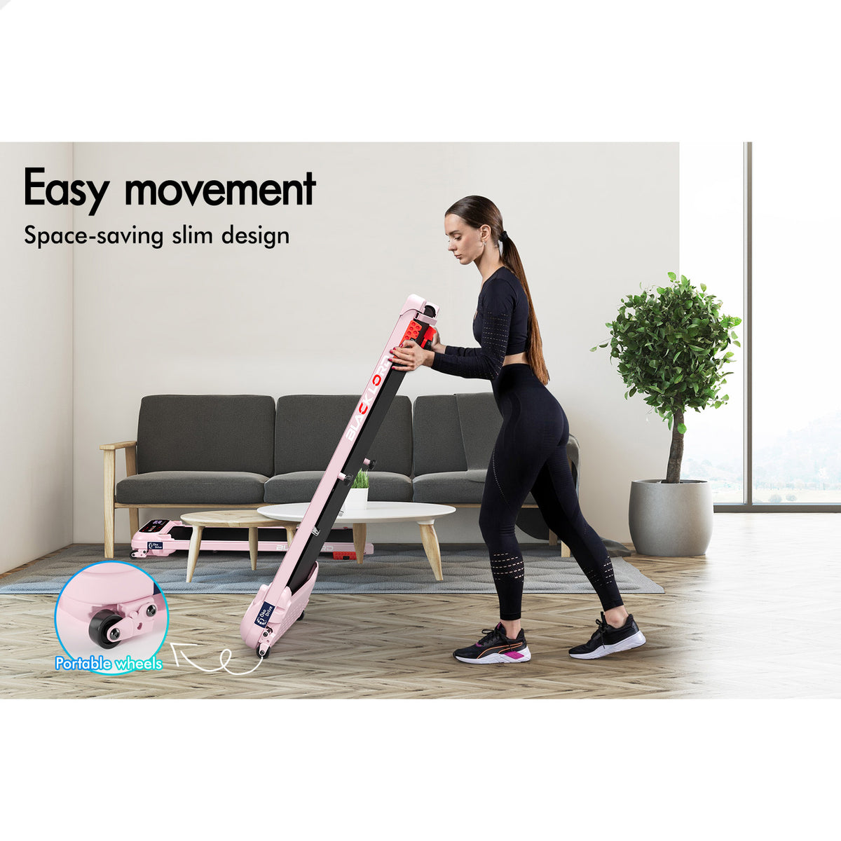 BLACK LORD Treadmill Electric Walking Pad Incline Shock Absorbers Gym Pink