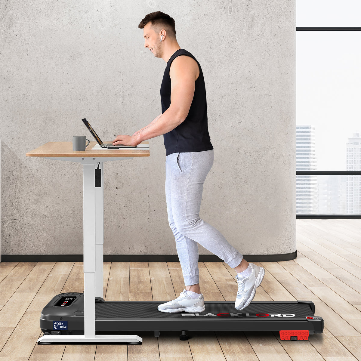 BLACK LORD Treadmill Electric Walking Pad Incline Shock Absorbers Home Gym Black