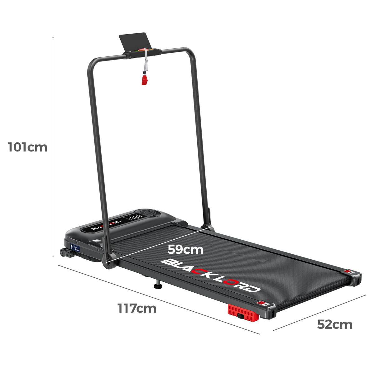 BLACK LORD Treadmill Electric Walking Pad Folding Incline Shock Absorbers Black