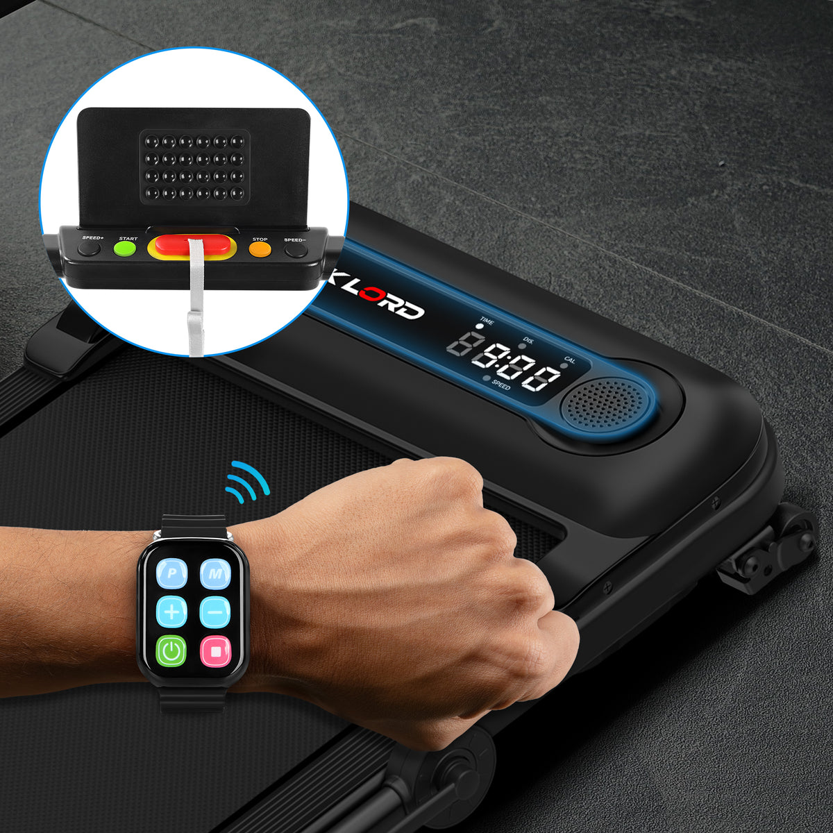 BLACK LORD Treadmill Electric Walking Pad Folding Incline Shock Absorbers Black