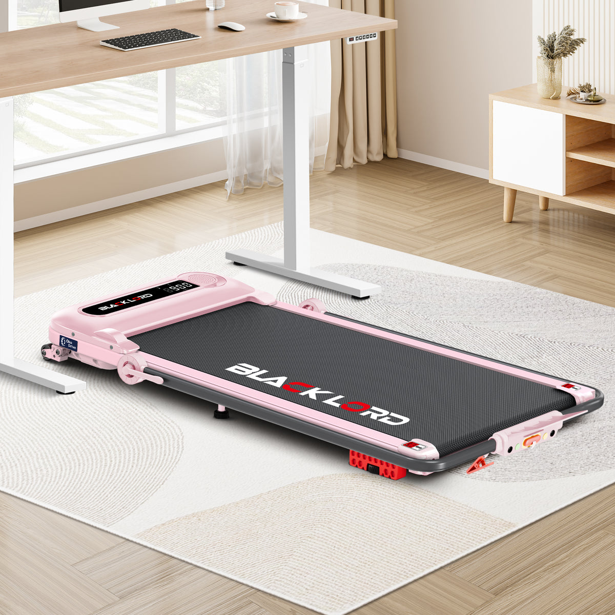 BLACK LORD Treadmill Electric Walking Pad Folding Incline Shock Absorbers Pink