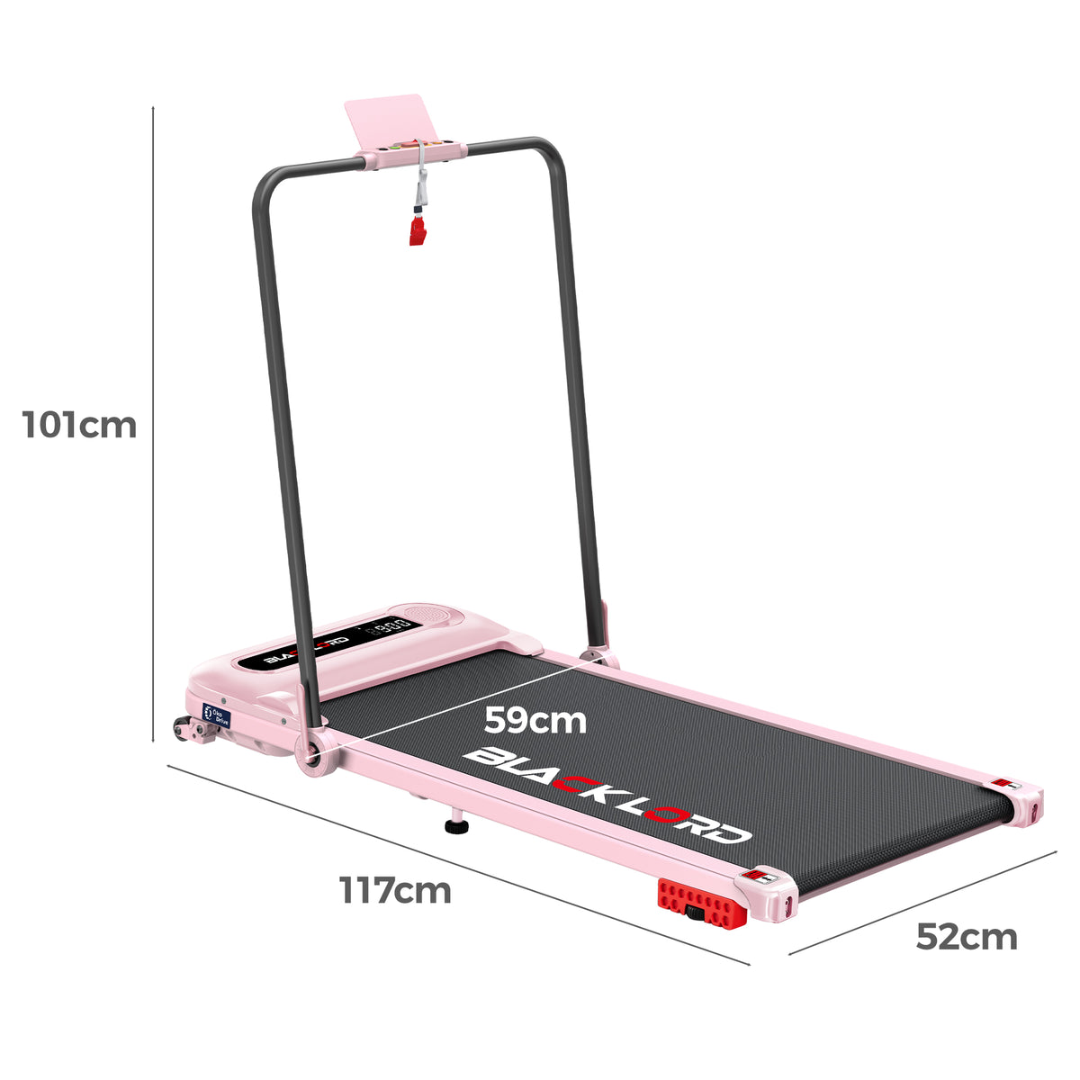 BLACK LORD Treadmill Electric Walking Pad Folding Incline Shock Absorbers Pink