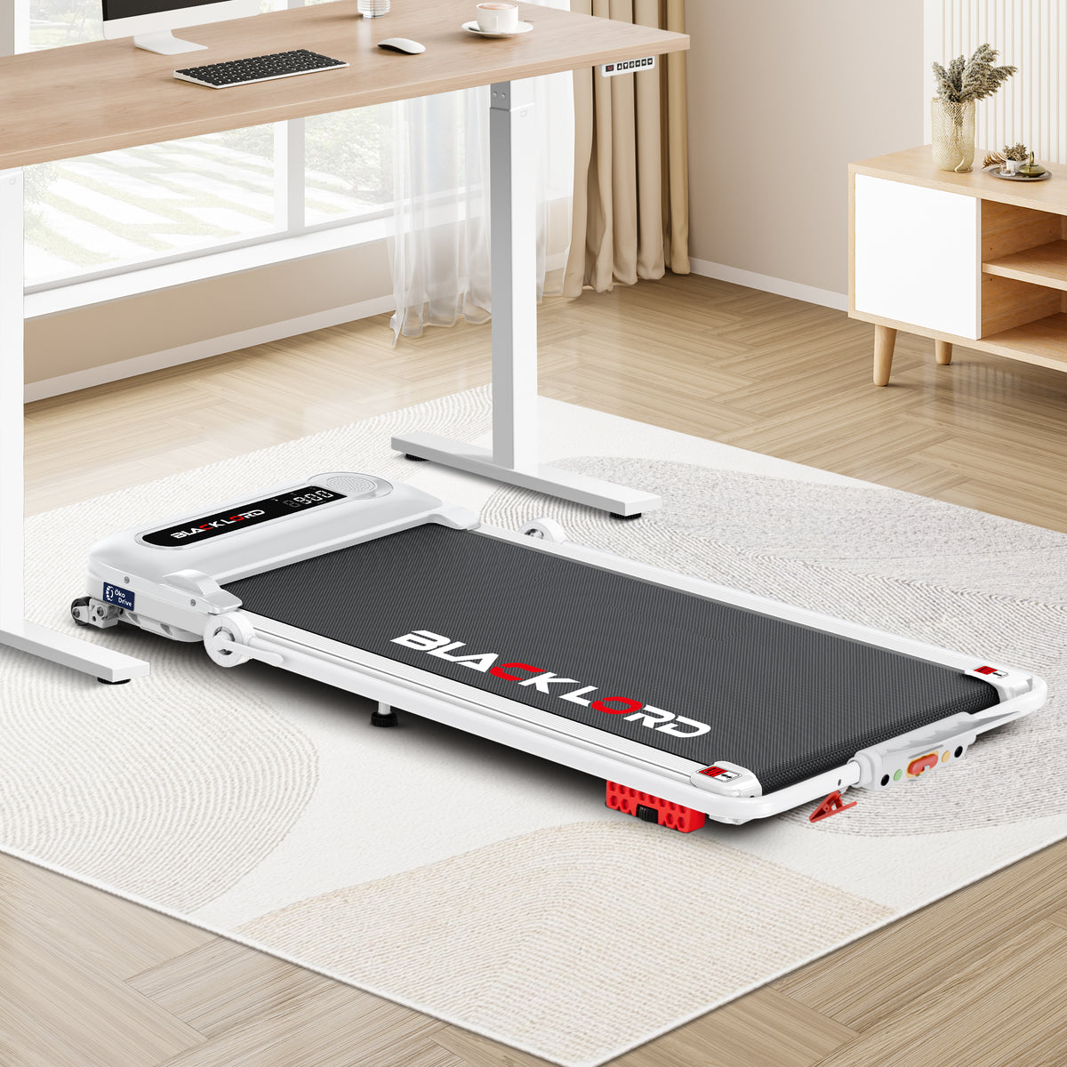 BLACK LORD Treadmill Electric Walking Pad Folding Incline Shock Absorbers White
