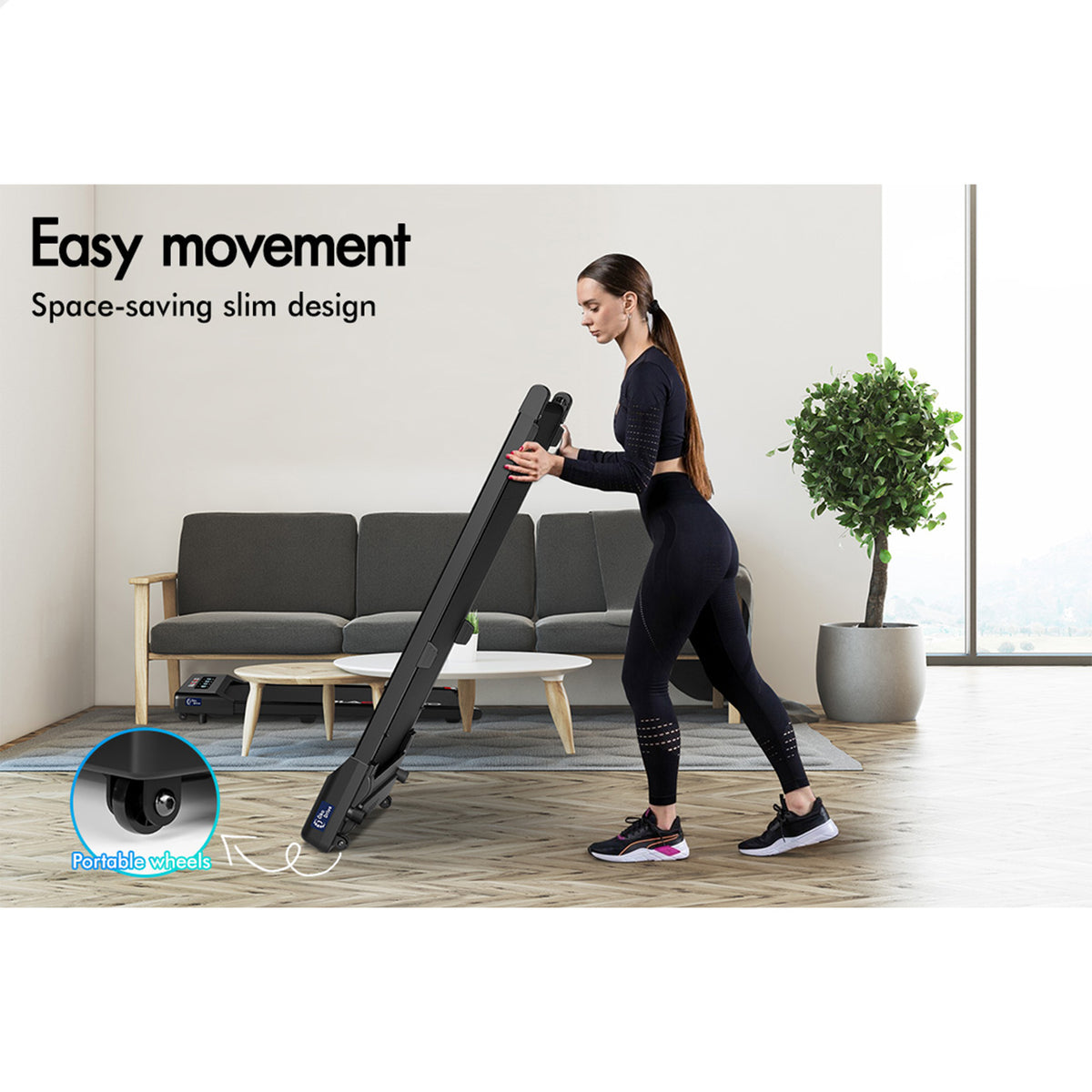 BLACK LORD Treadmill Electric Walking Pad Under Desk Home Gym 400mm Black