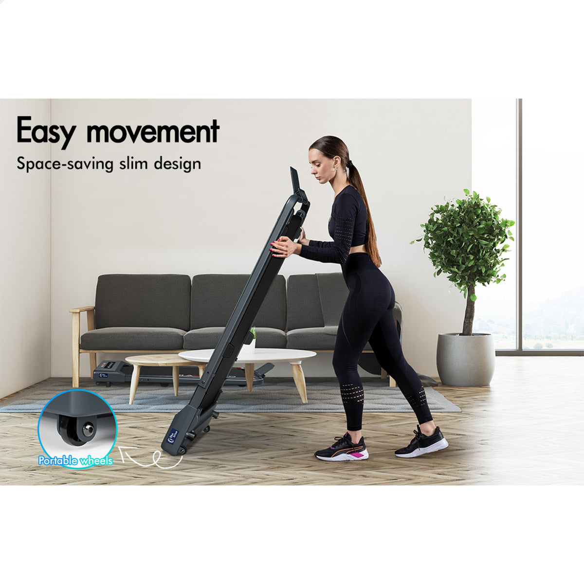 BLACK LORD Treadmill Electric Walking Pad Under Desk Foldable Gym 400mm Grey
