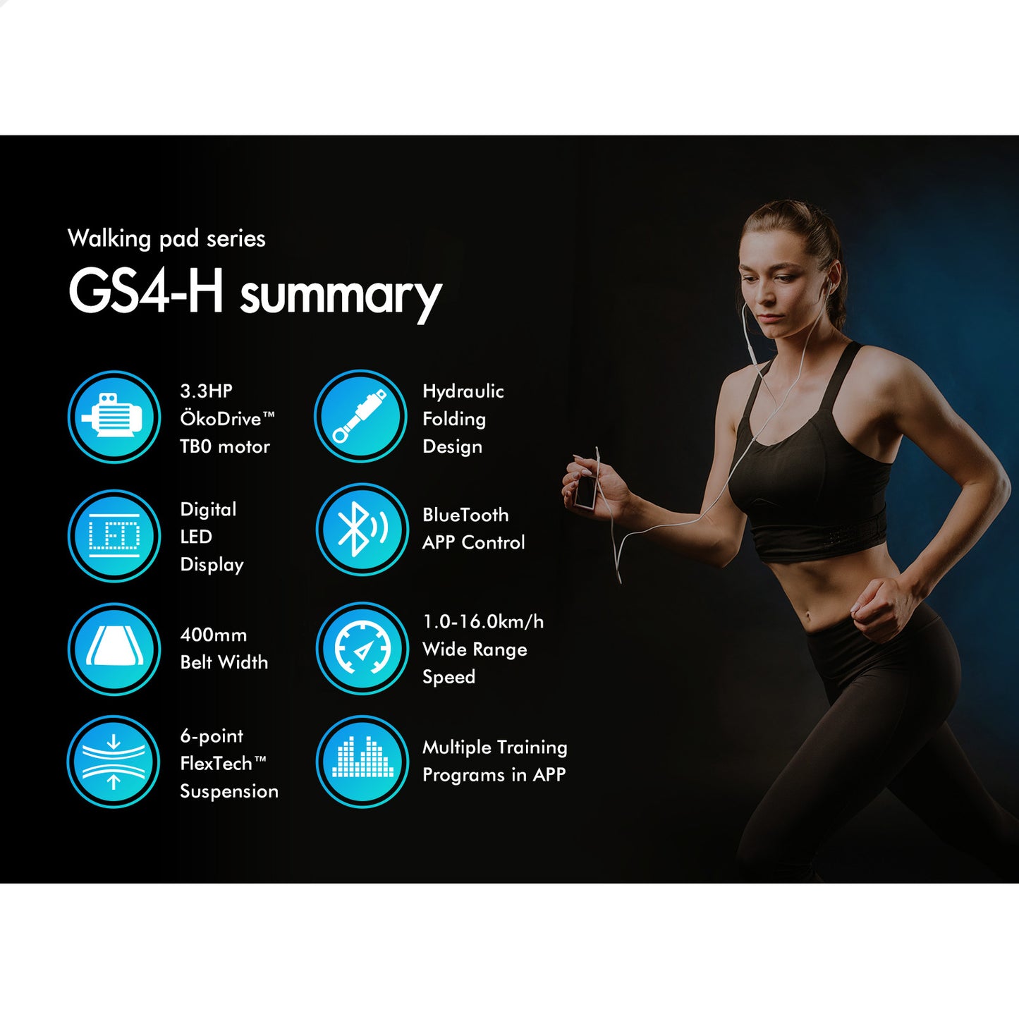 BLACK LORD Treadmill Electric Walking Pad Fully Foldable with Desktop 450mm Belt