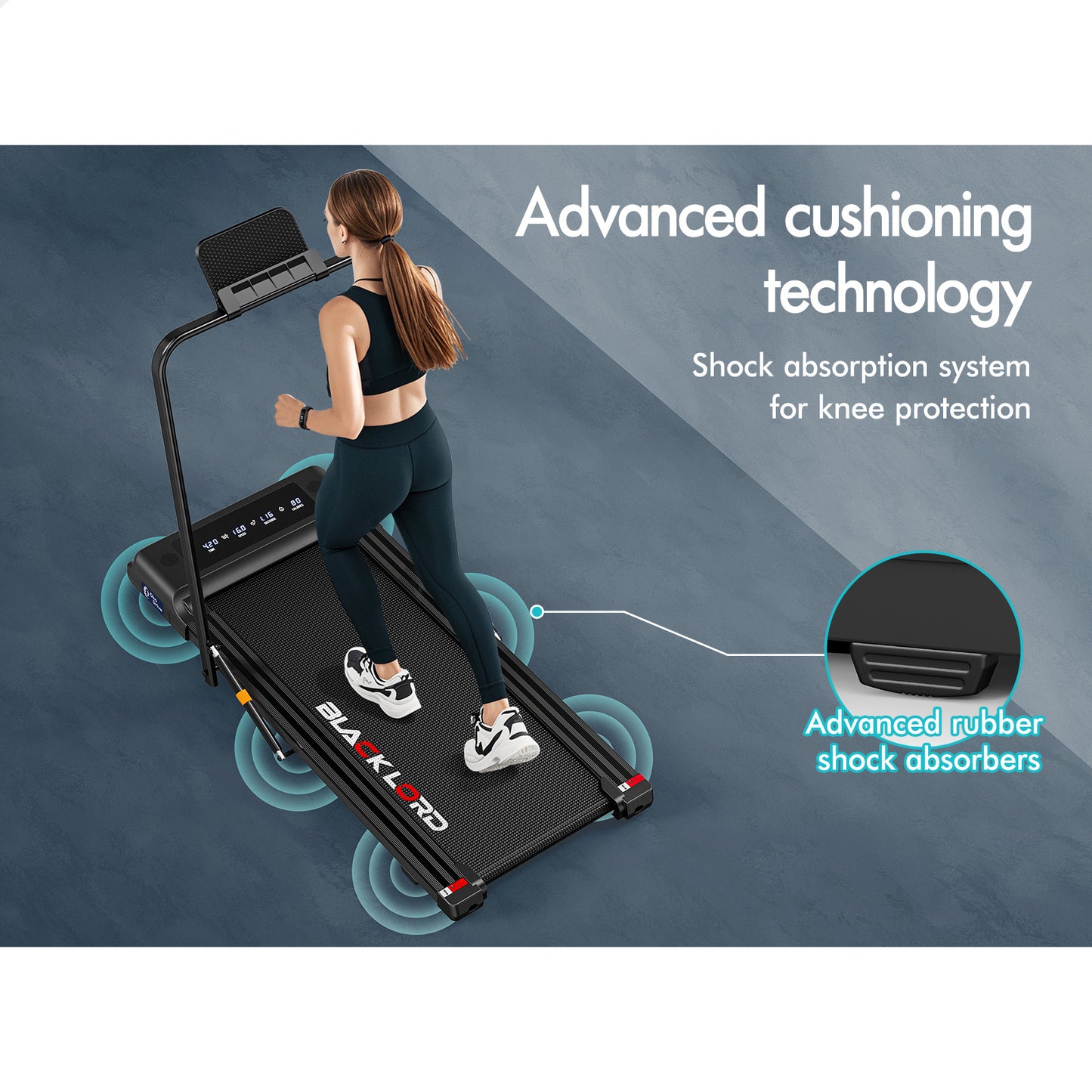 BLACK LORD Treadmill Electric Walking Pad Fully Foldable with Desktop 450mm Belt