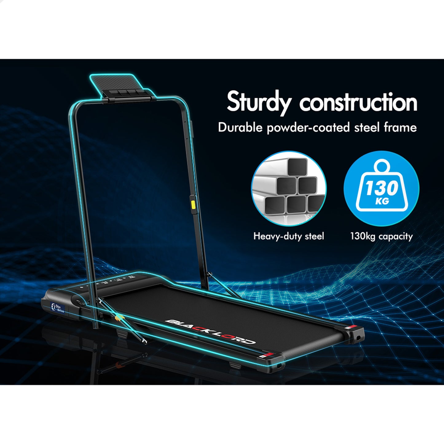 BLACK LORD Treadmill Electric Walking Pad Fully Foldable with Desktop 450mm Belt