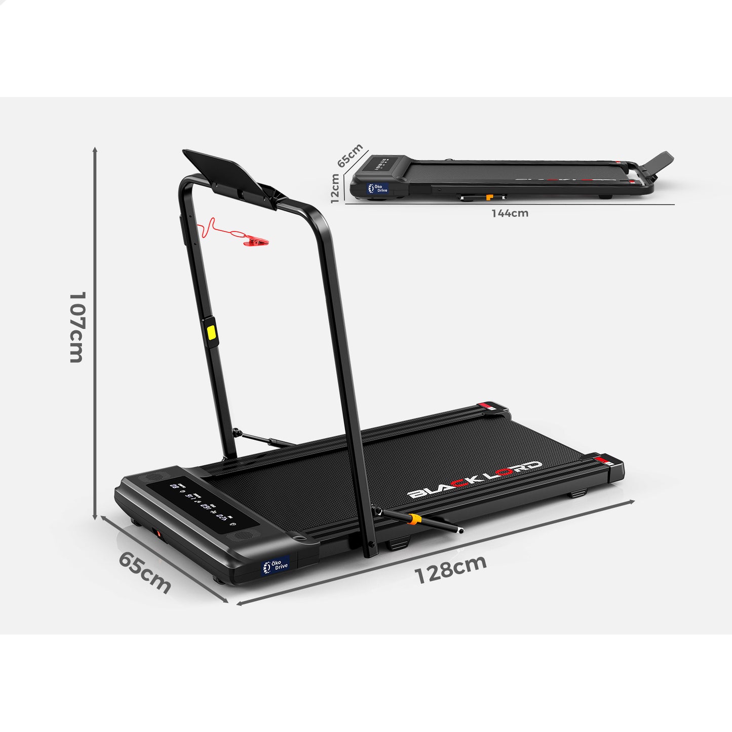 BLACK LORD Treadmill Electric Walking Pad Fully Foldable with Desktop 450mm Belt