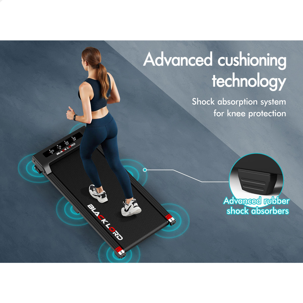 BLACK LORD Treadmill Electric Walking Pad Under Desk Home Office Fitness Black
